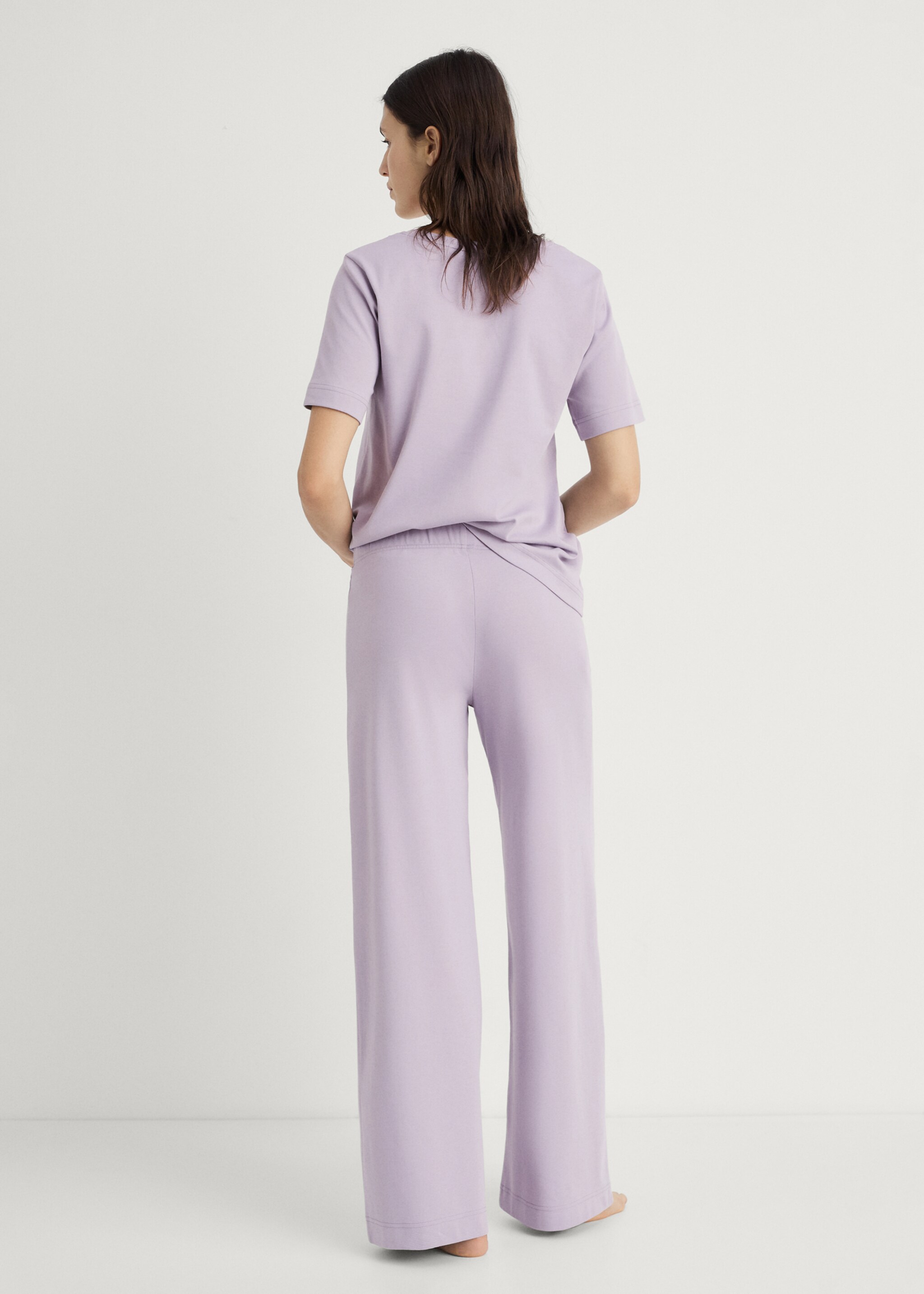 Plain cotton pyjama trousers - Reverse of the article, Lavender. Ref: 87054073-00.