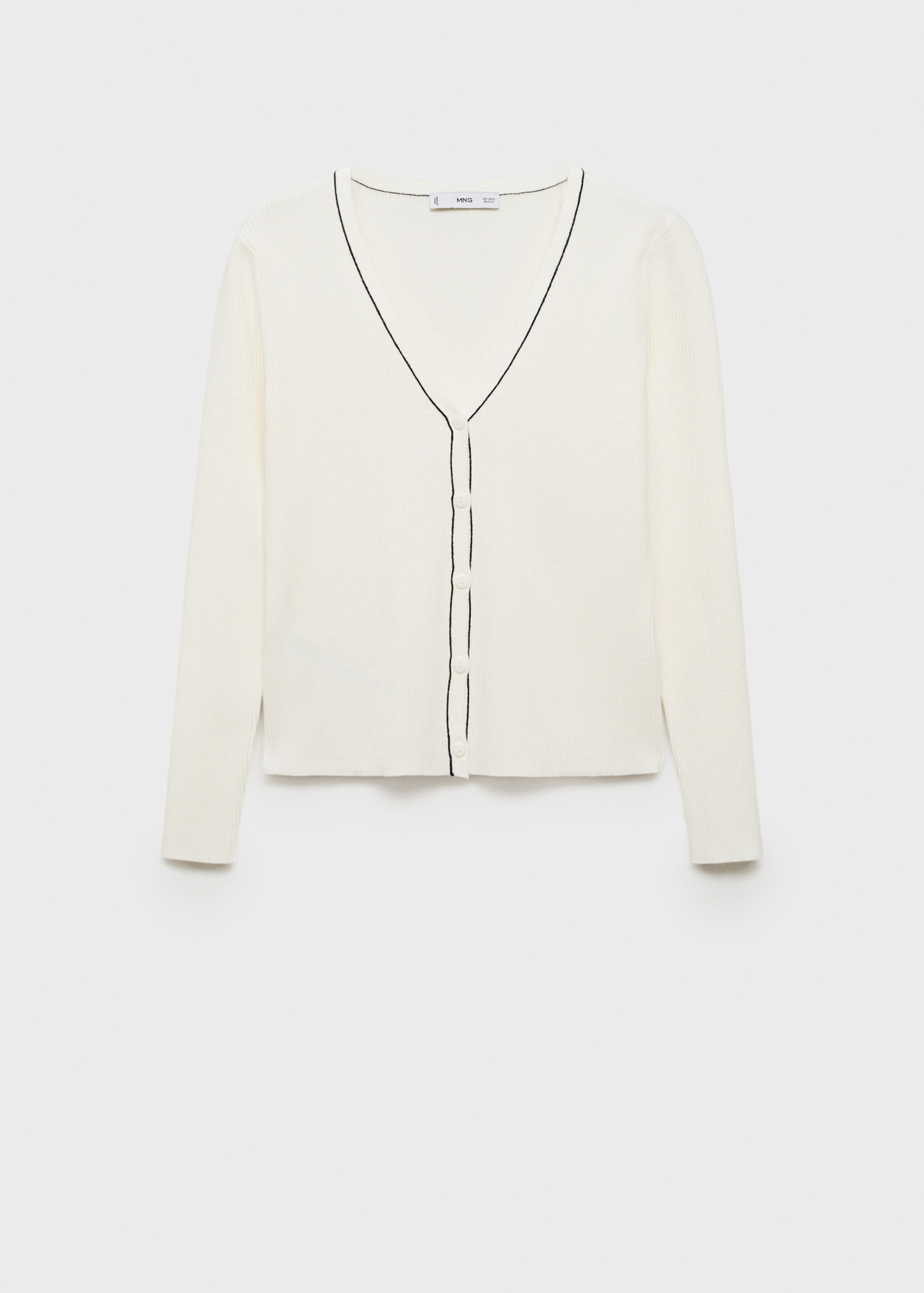 V-neck knitted cardigan - Article without model, Ecru. Ref: 87054074-00.