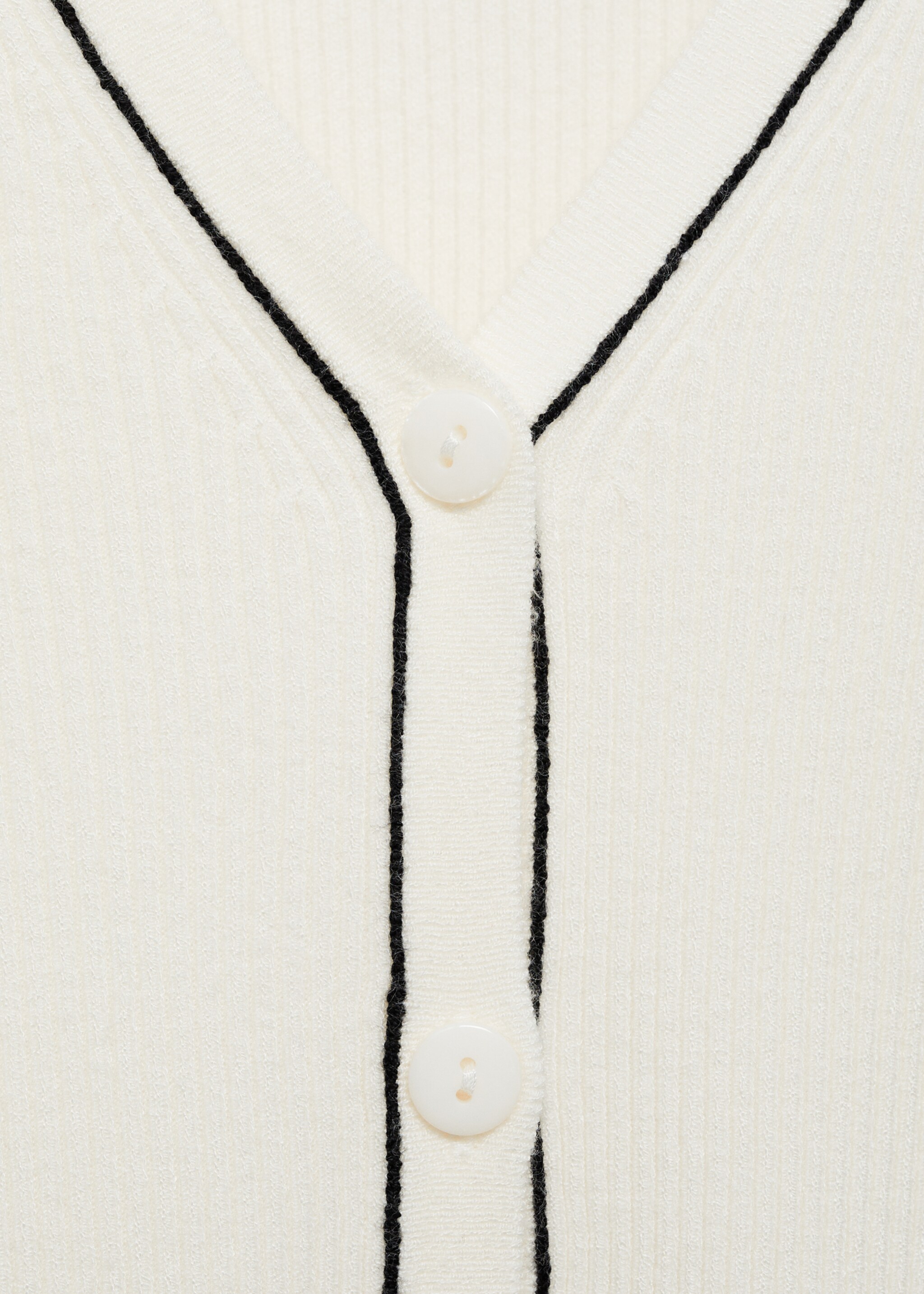 V-neck knitted cardigan - Details of the article 8, Ecru. Ref: 87054074-00.