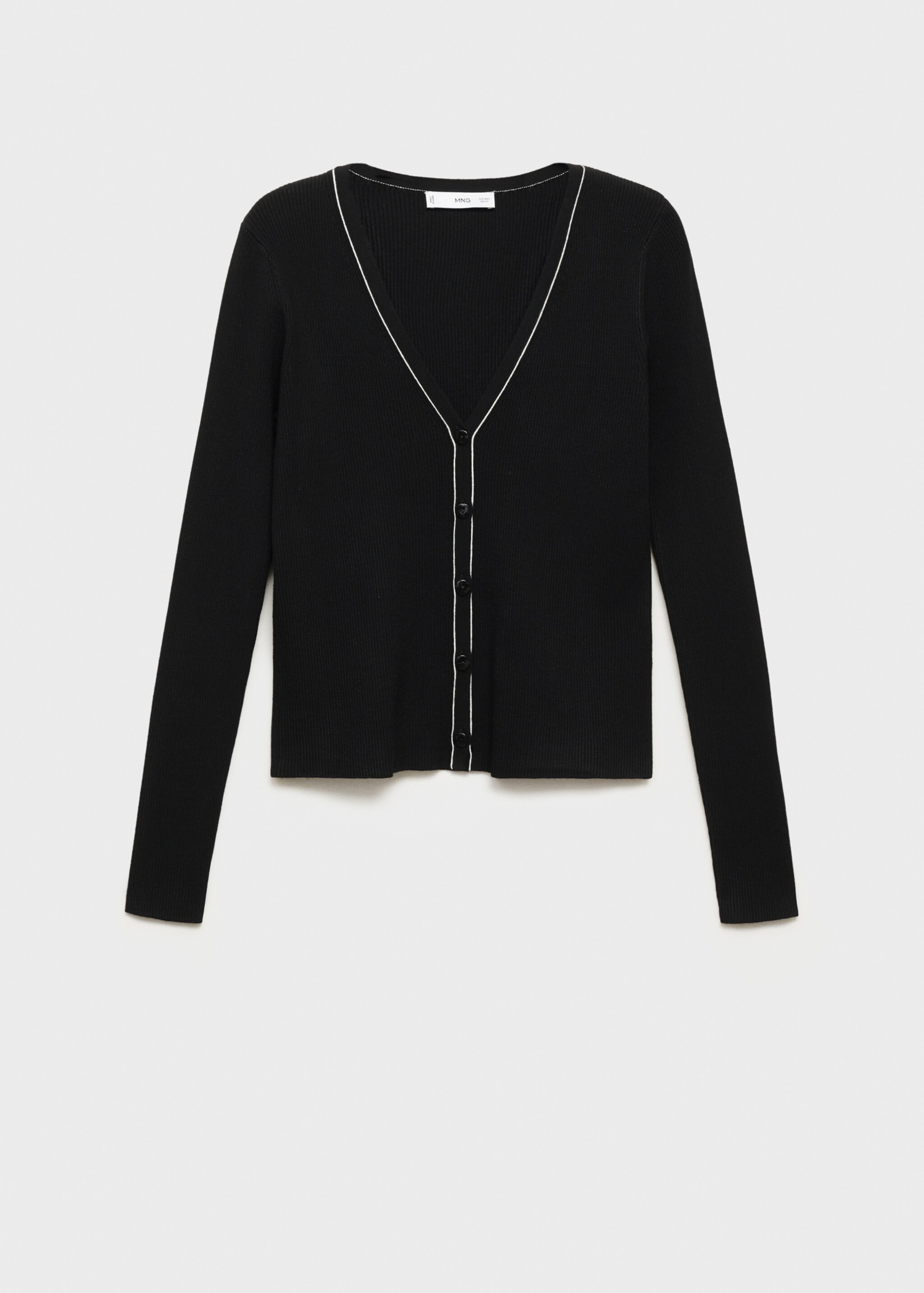 V-neck knitted cardigan - Article without model, Black. Ref: 87054074-00.