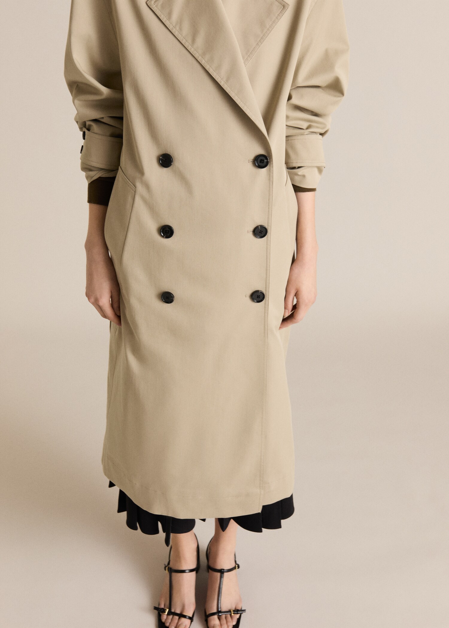 Long oversized double-breasted trench coat - Medium plane