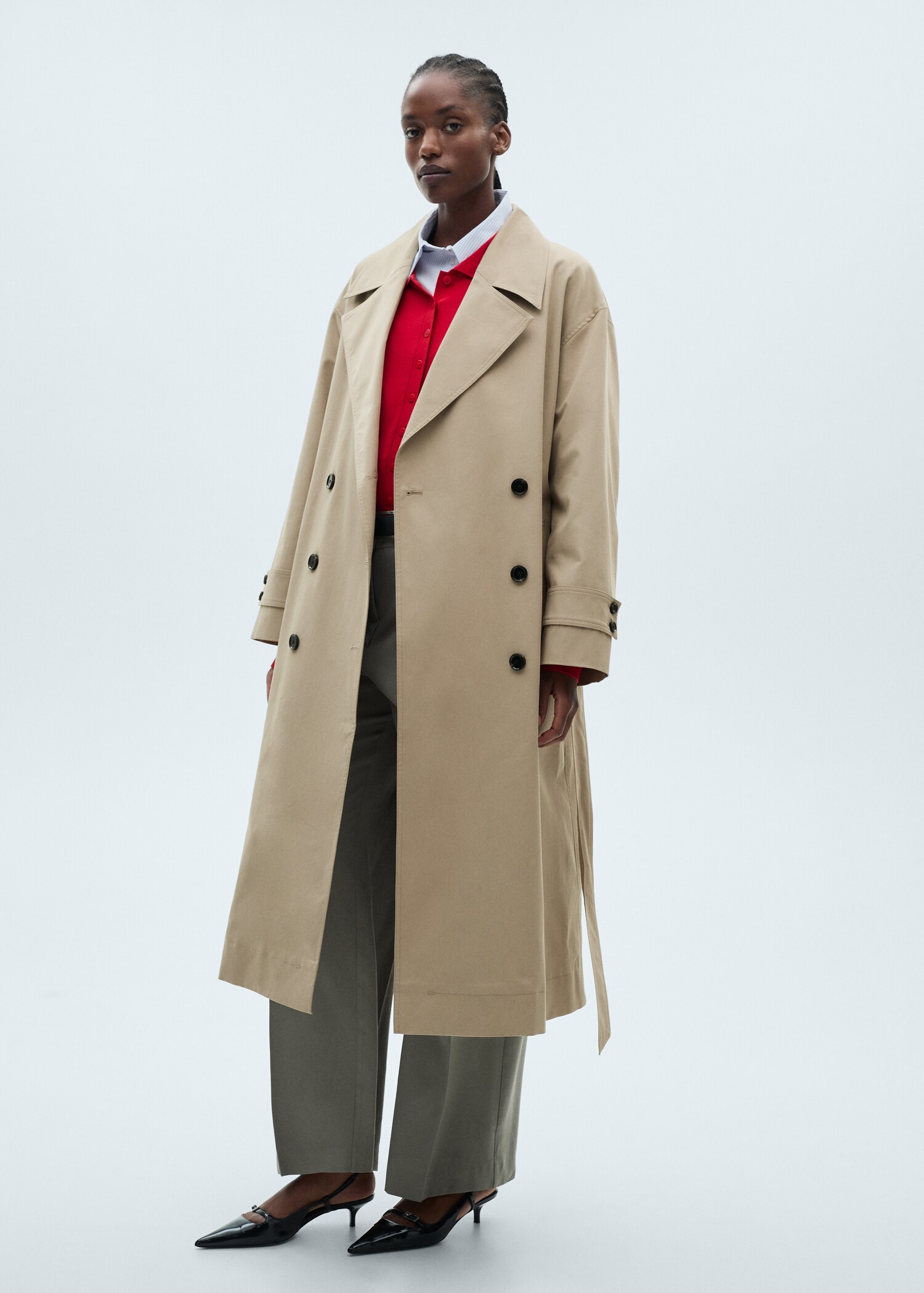 Long oversized double-breasted trench coat - Details of the article 3