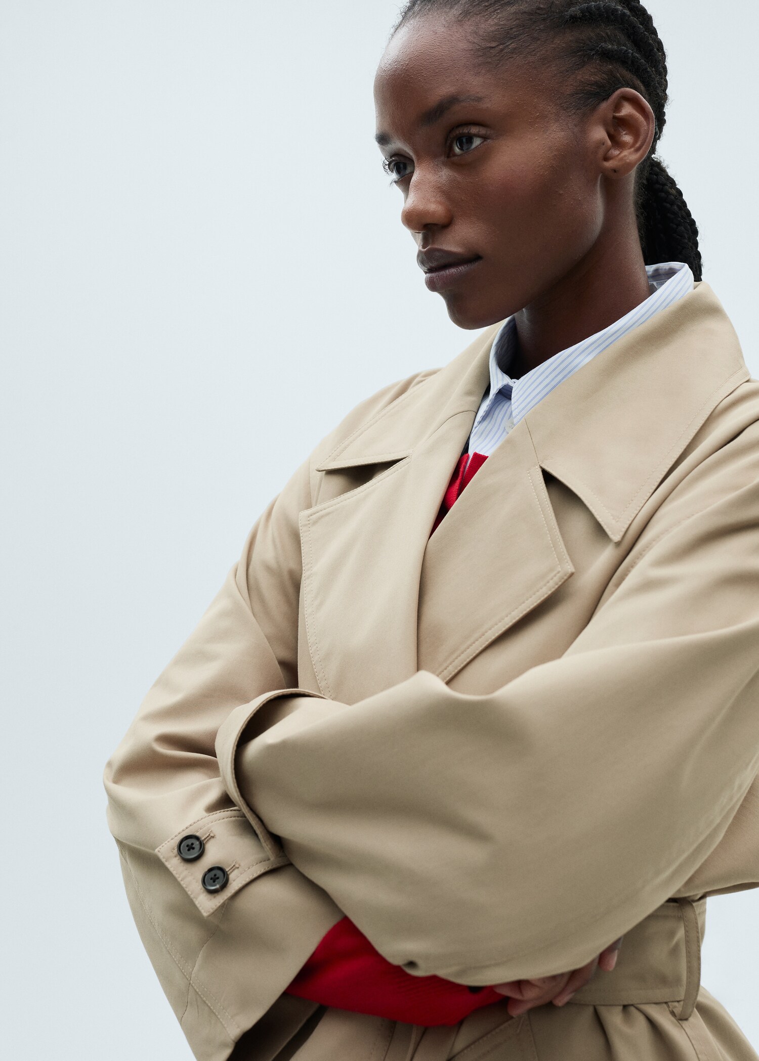 Long oversized double-breasted trench coat - Details of the article 5