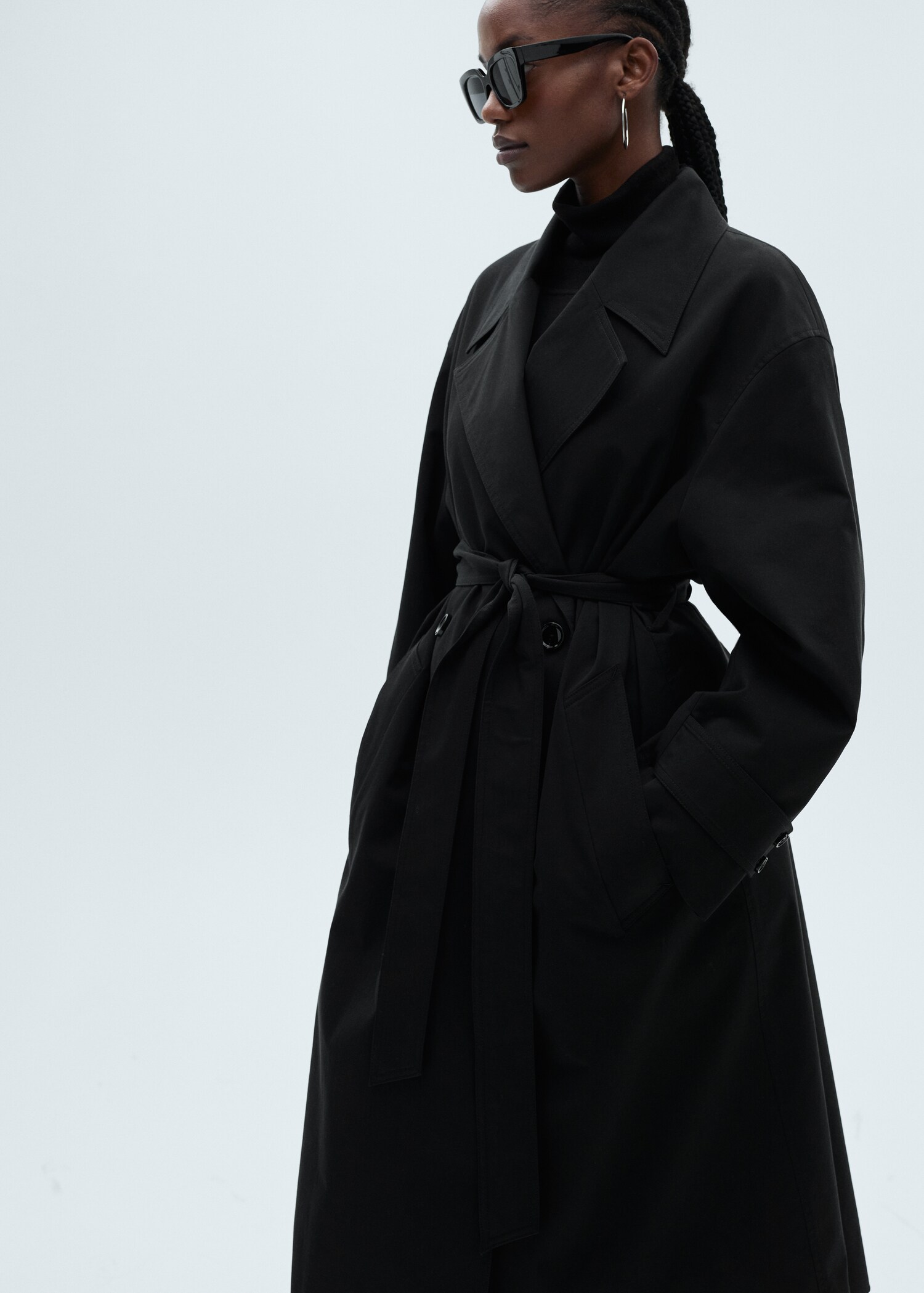 Long oversized double-breasted trench coat - Details of the article 5