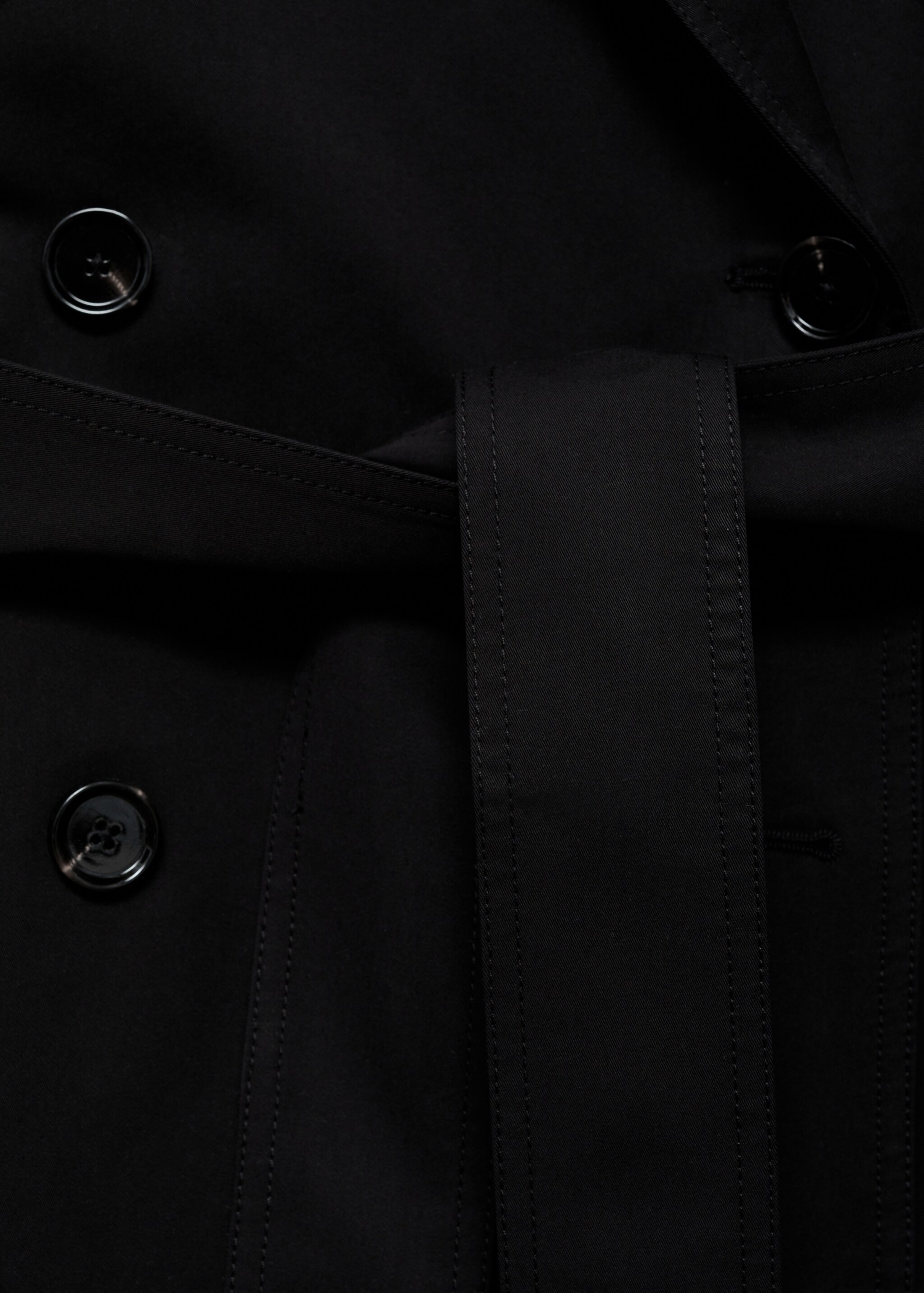 Long oversized double-breasted trench coat - Details of the article 8, Black. Ref: 87054076-00.