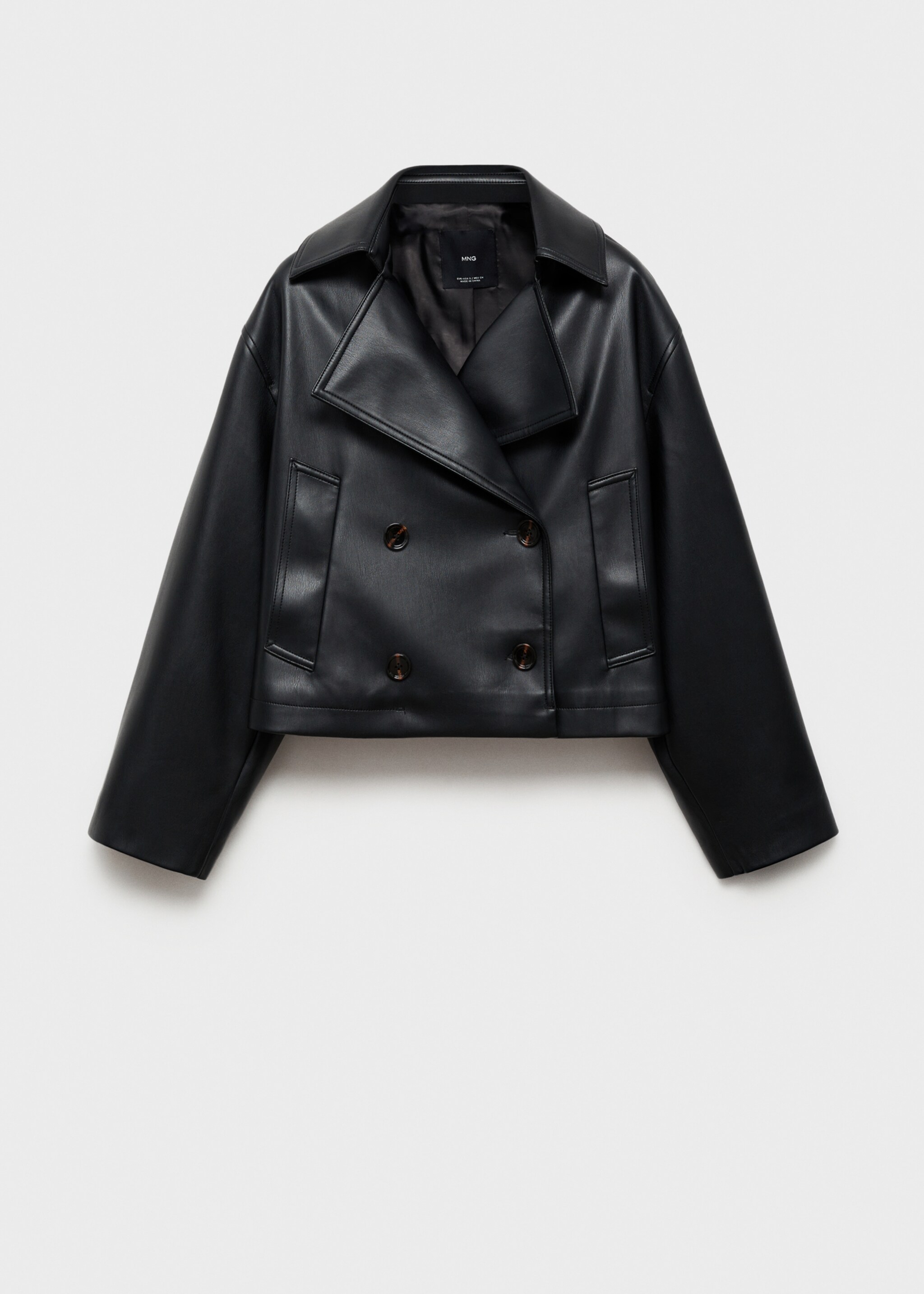 Veste crop simili-cuir - Article sans modèle, Noir. Ref: 87054077-00.