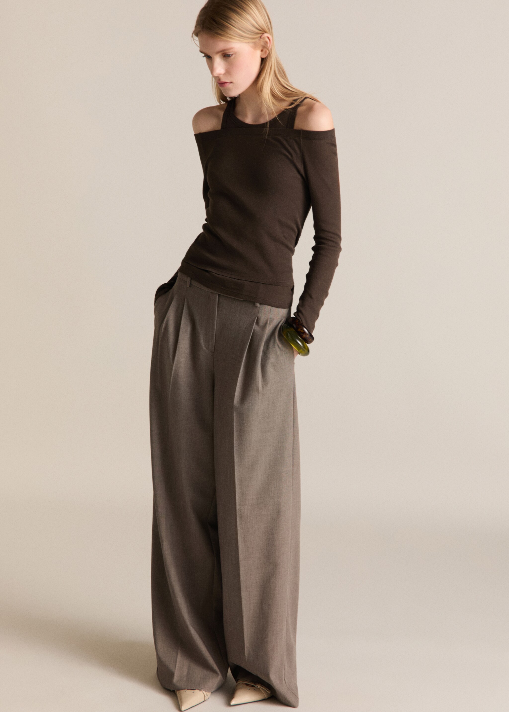 T-skjorte i bomullsblanding - Artikkeldetalj 2, Brun. Ref: 87054092-00.