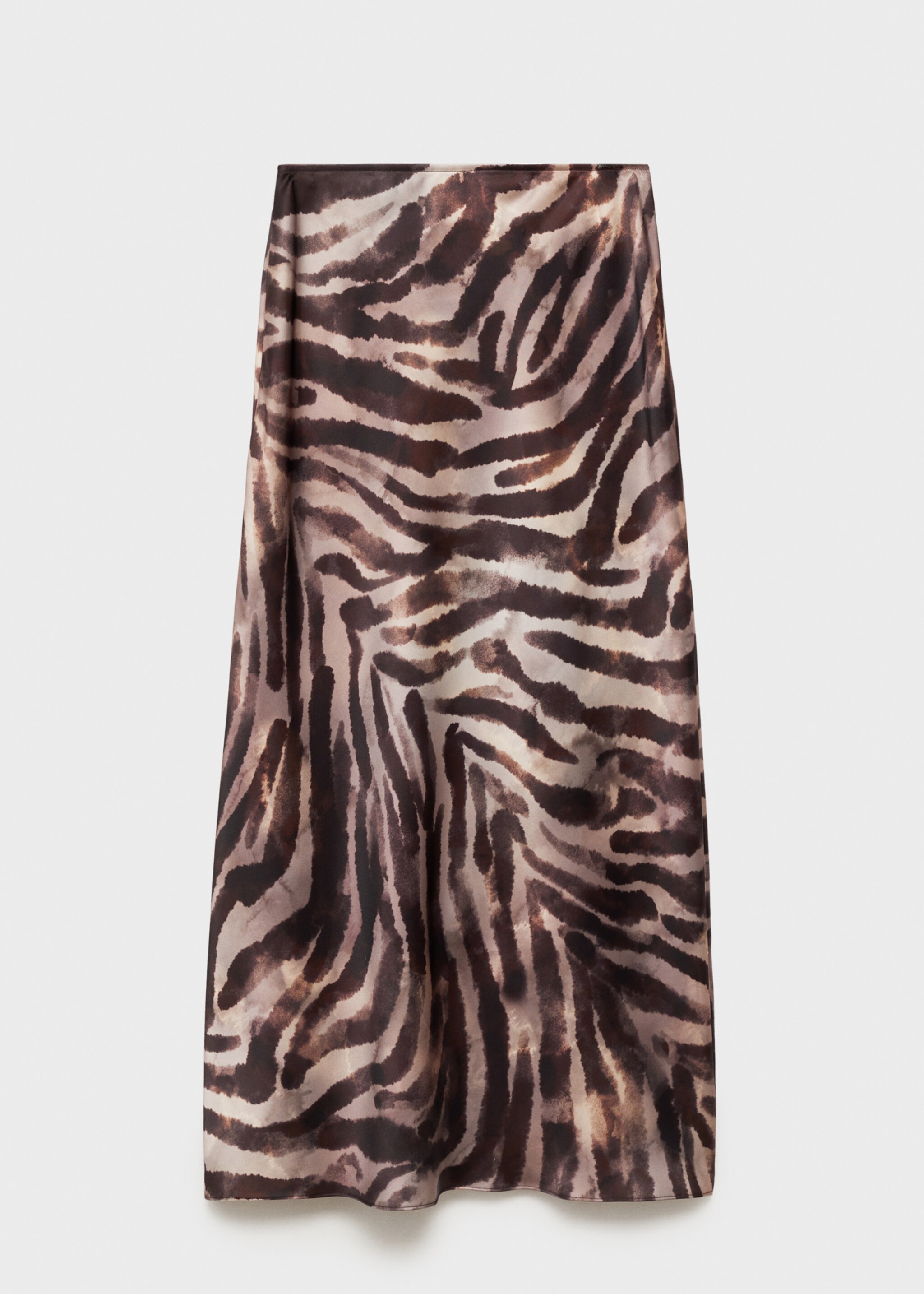 Long satin zebra skirt - Article without model, Brown. Ref: 87054093-00.