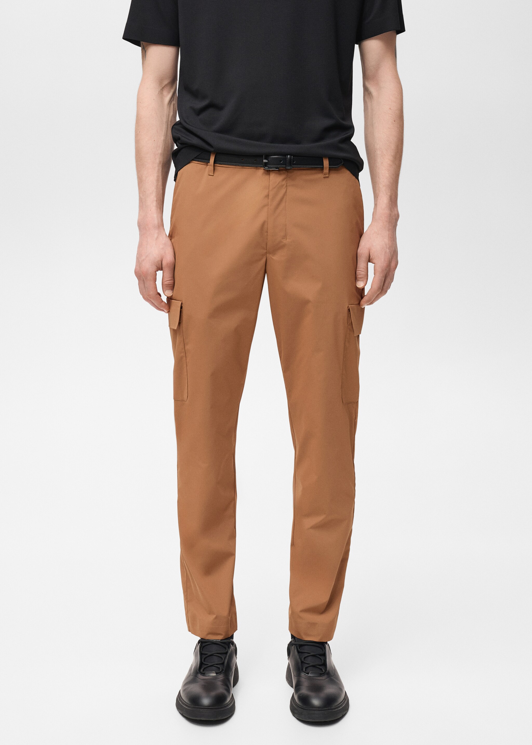 Thermoregulating comfort stretch cargo trousers - Medium plane, Tobacco Brown. Ref: 87054390-00.