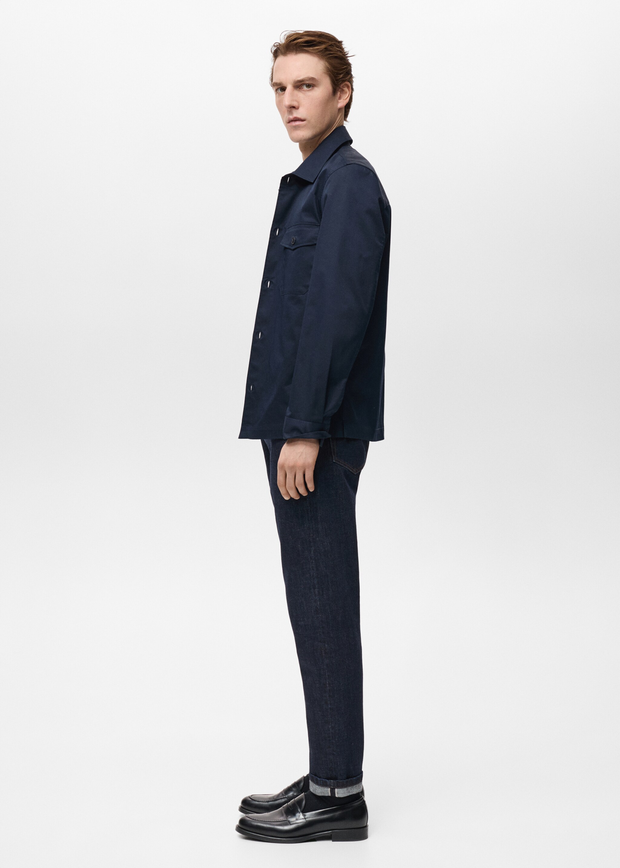 Tapered-fit selvedge jeans - Details of the article 2, Open Blue. Ref: 87054394-00.