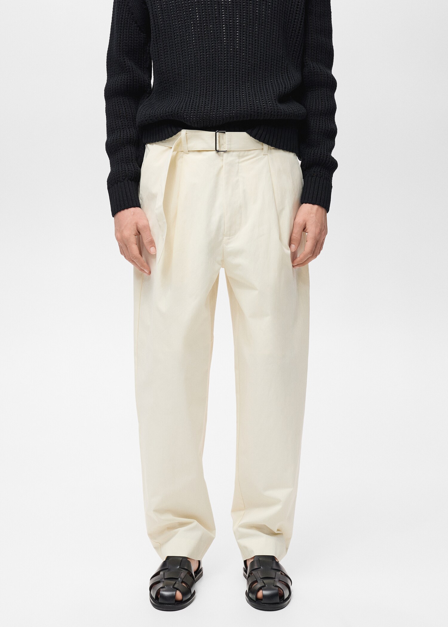 Relaxed-fit trousers with belt - Medium plane