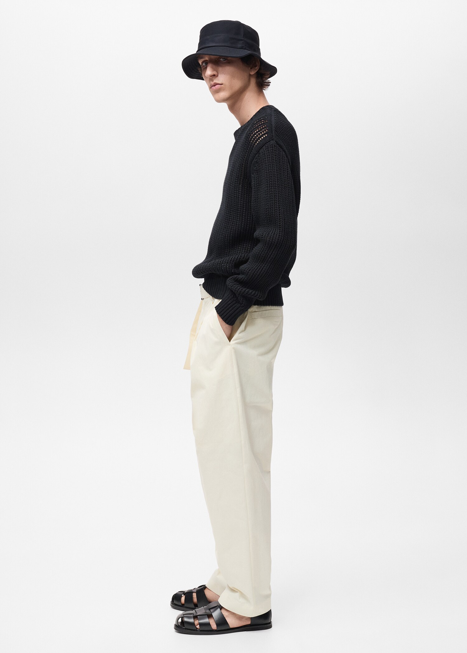 Relaxed-fit trousers with belt - Details of the article 2