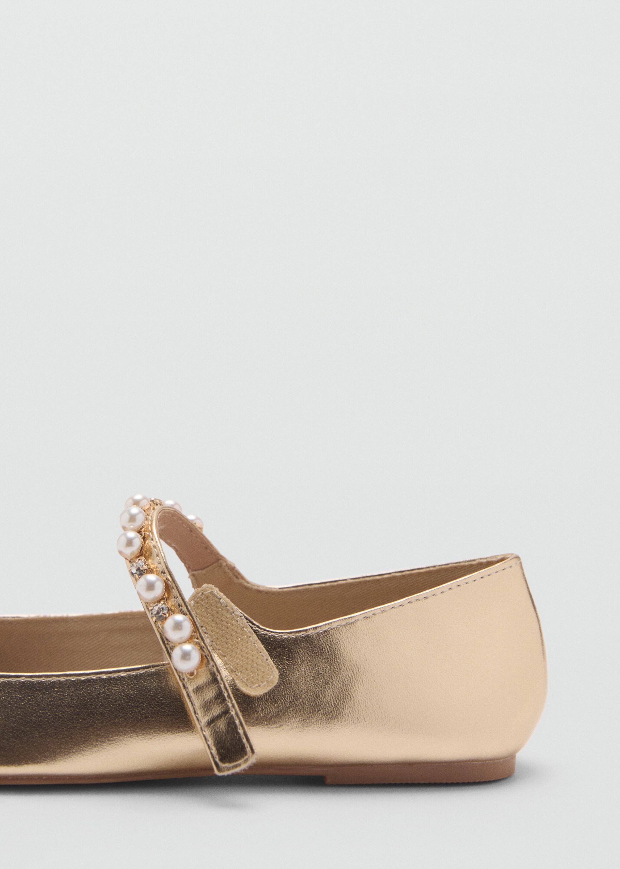 Metallic pearl ballet flats - Details of the article 1, Gold. Ref: 87054405-00.