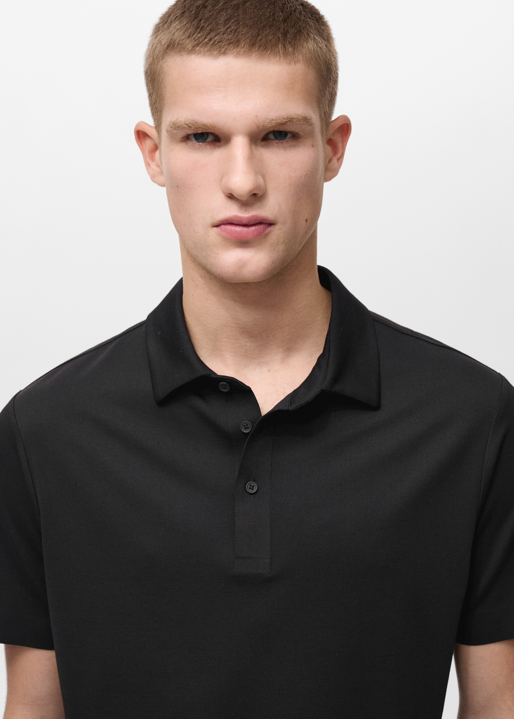 COOLMAX® slim fit polo shirt - Details of the article 1, Black. Ref: 87054406-00.