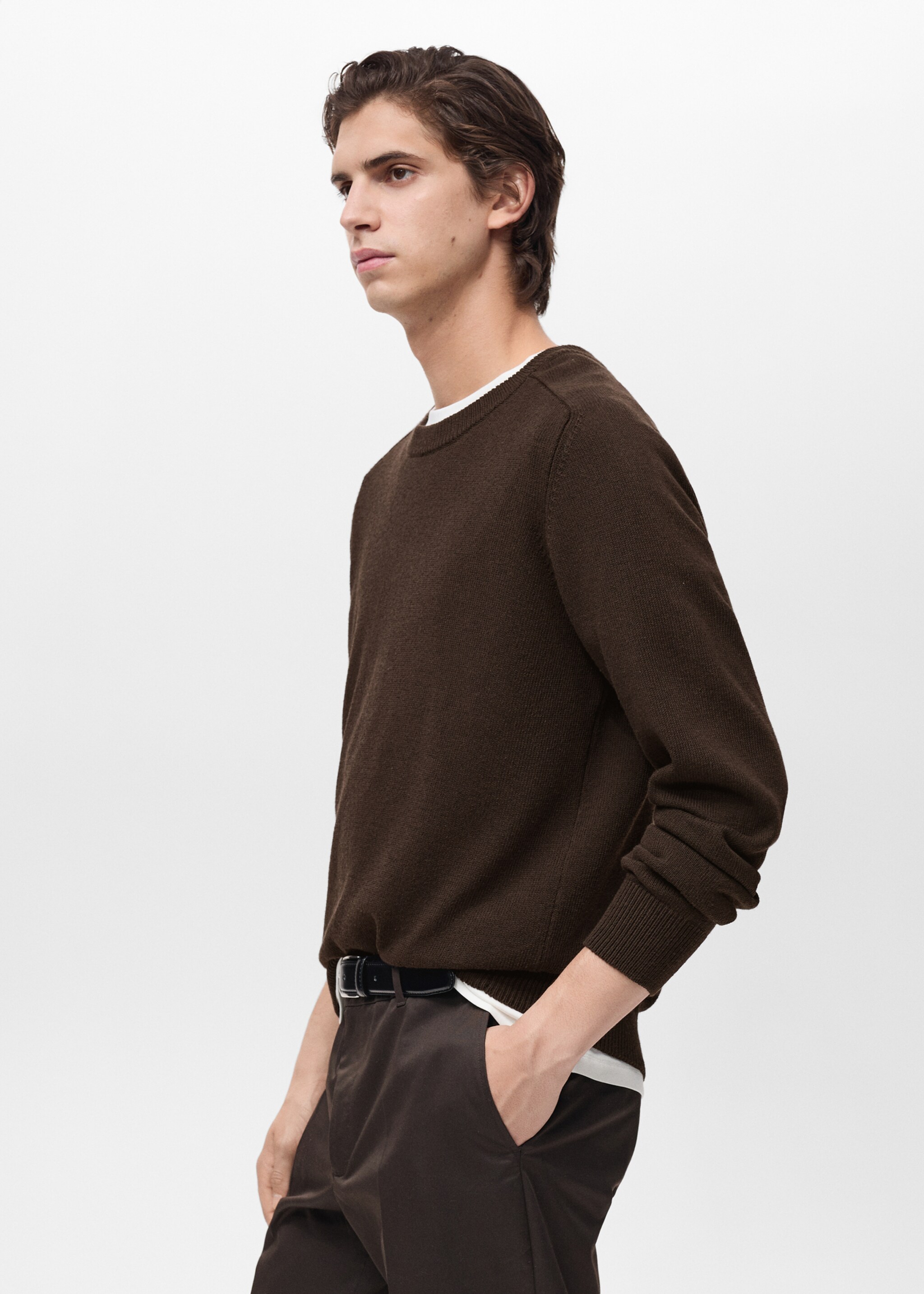 Knitted cotton sweater - Details of the article 2, Chocolate. Ref: 87054410-00.