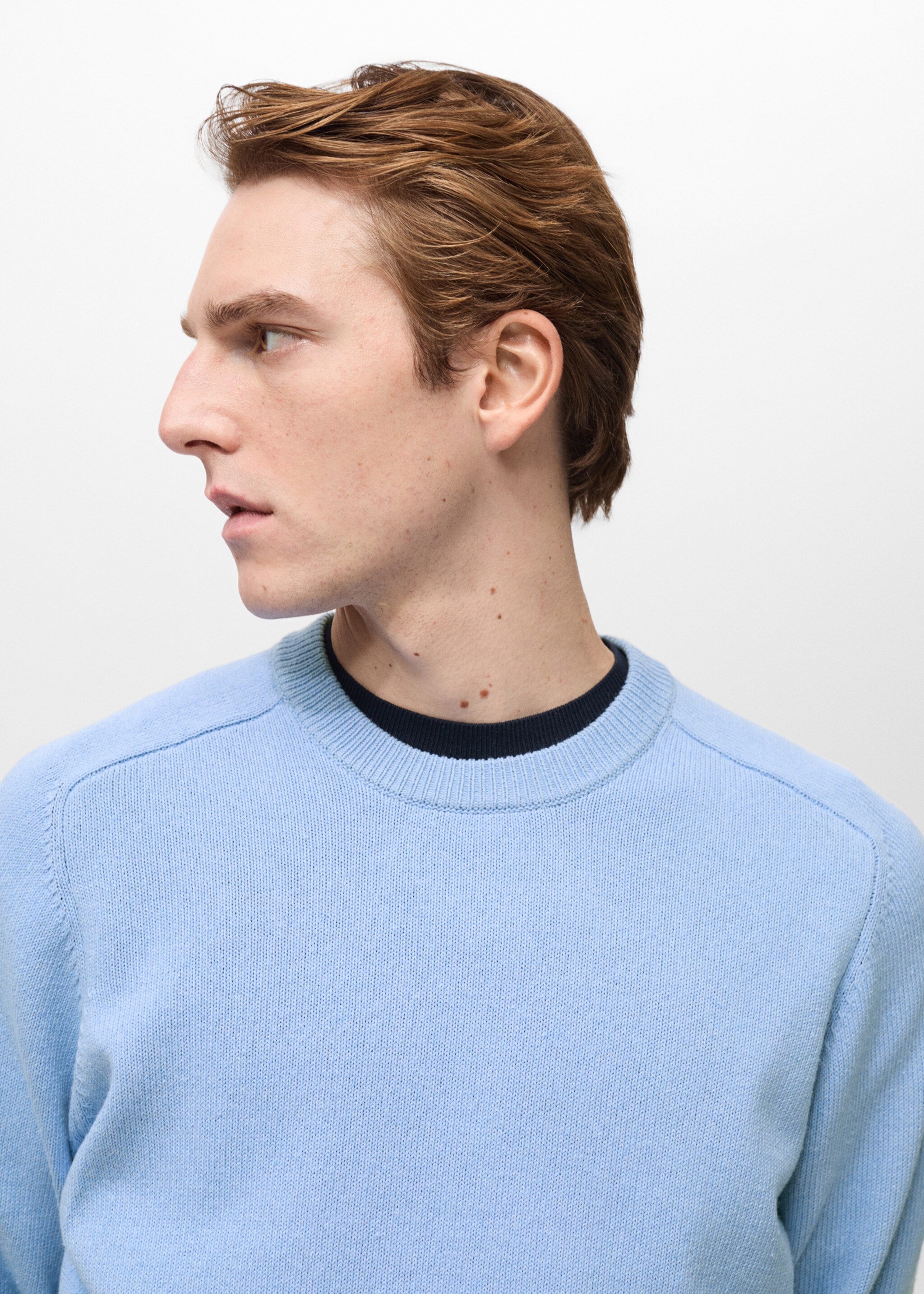 Knitted cotton sweater - Details of the article 1, Sky Blue. Ref: 87054410-00.