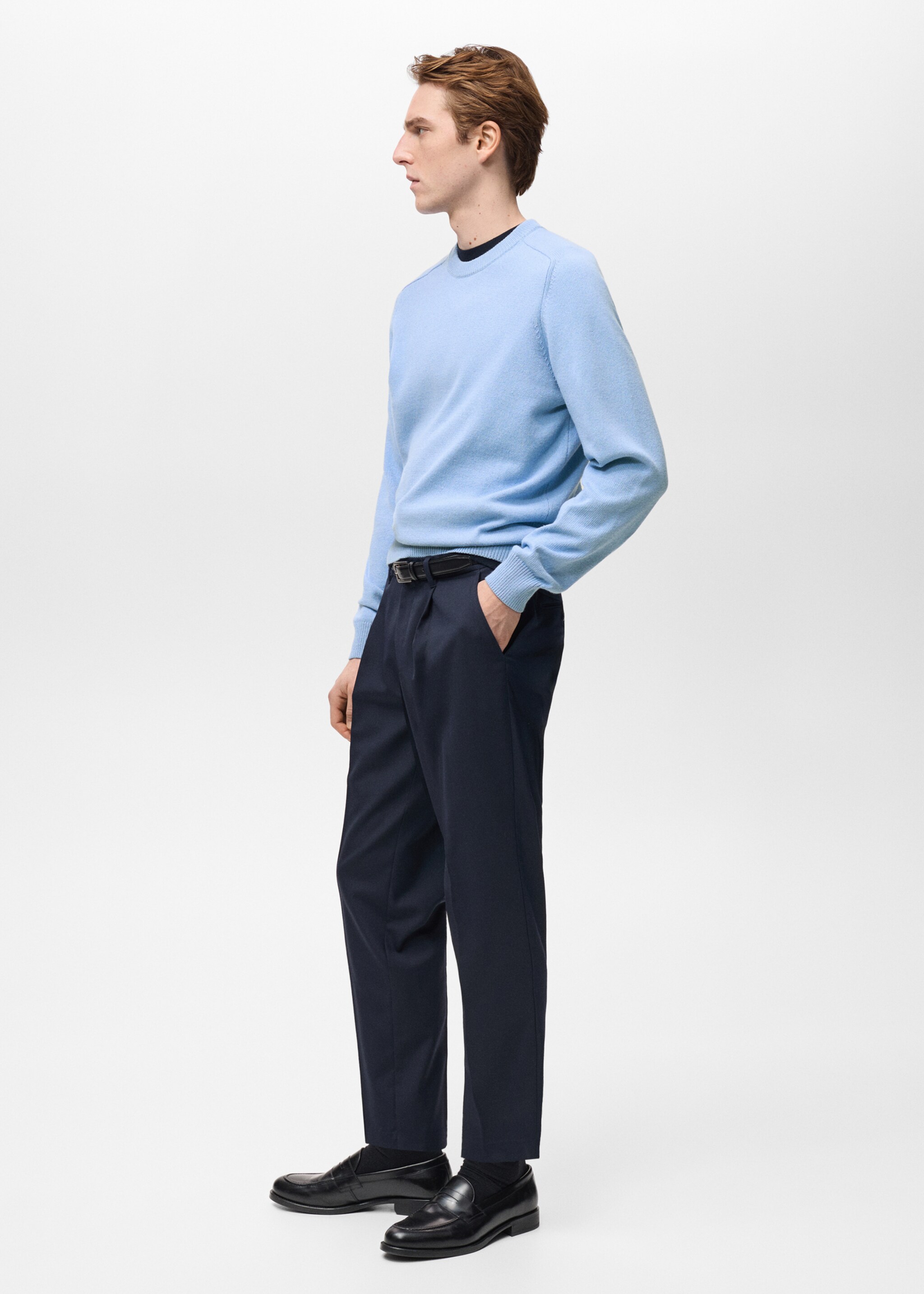 Knitted cotton sweater - Details of the article 2, Sky Blue. Ref: 87054410-00.