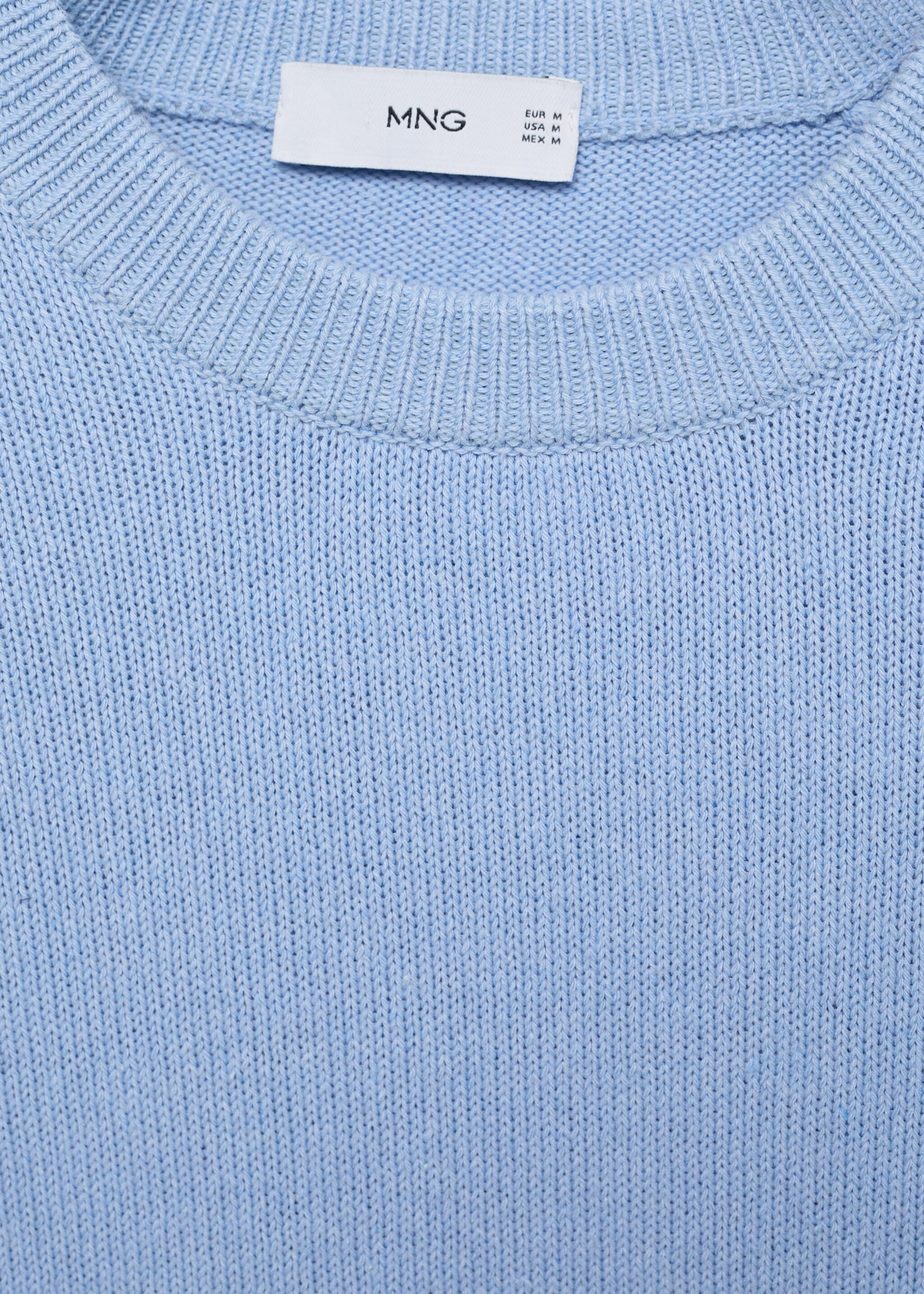 Knitted cotton sweater - Details of the article 8, Sky Blue. Ref: 87054410-00.