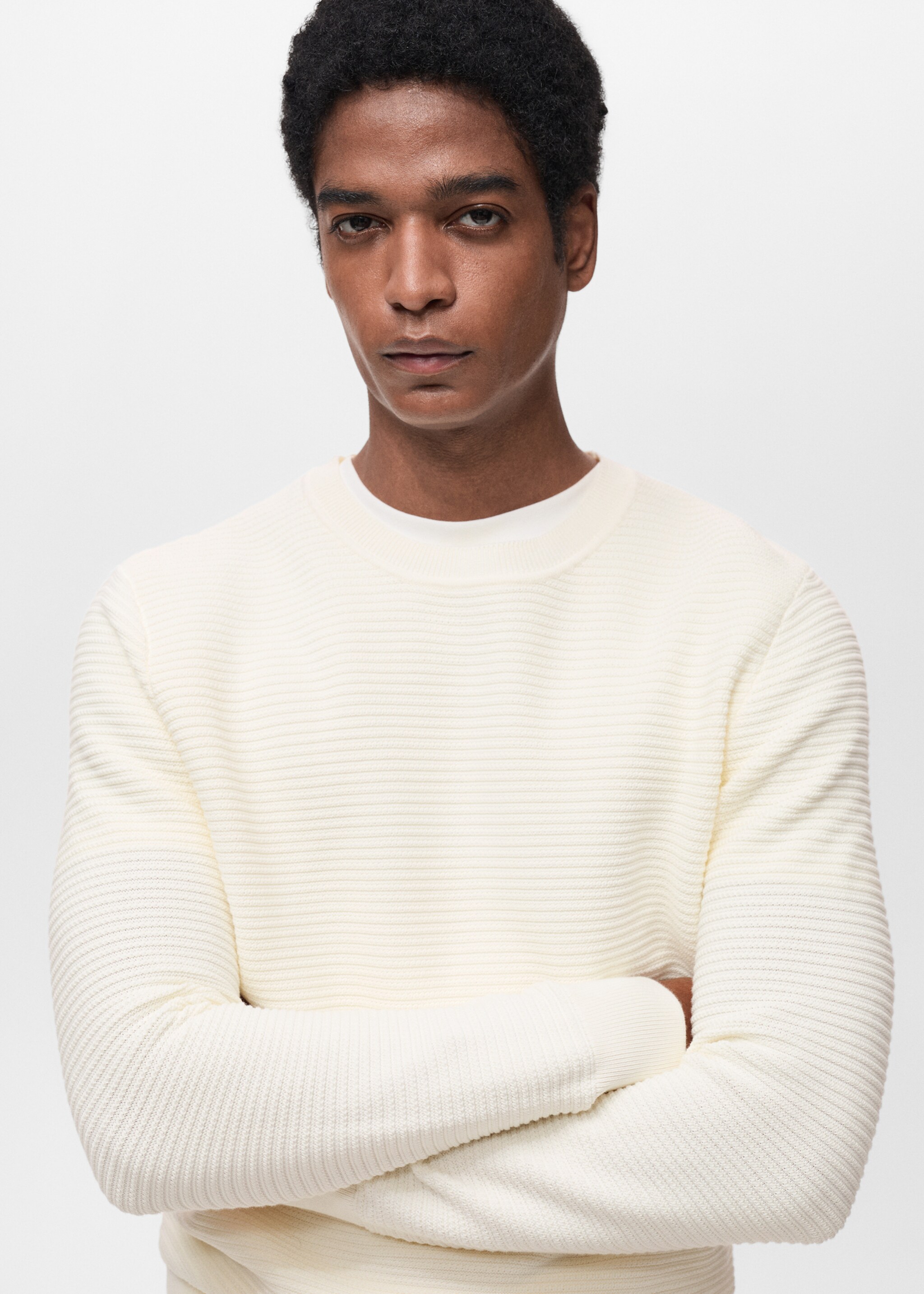 100% cotton braided sweater - Details of the article 1, Off White. Ref: 87054411-00.