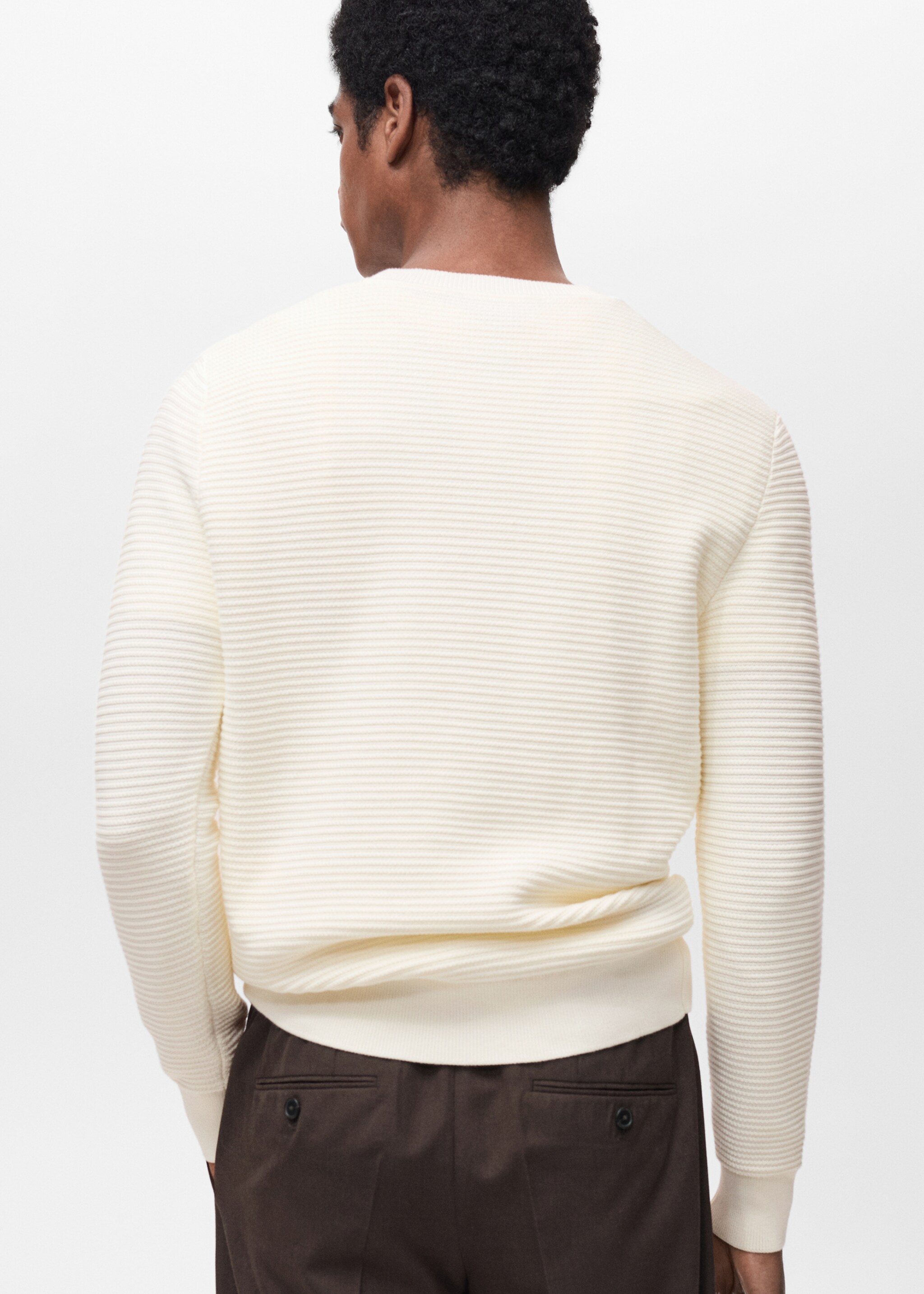100% cotton braided sweater - Reverse of the article, Off White. Ref: 87054411-00.