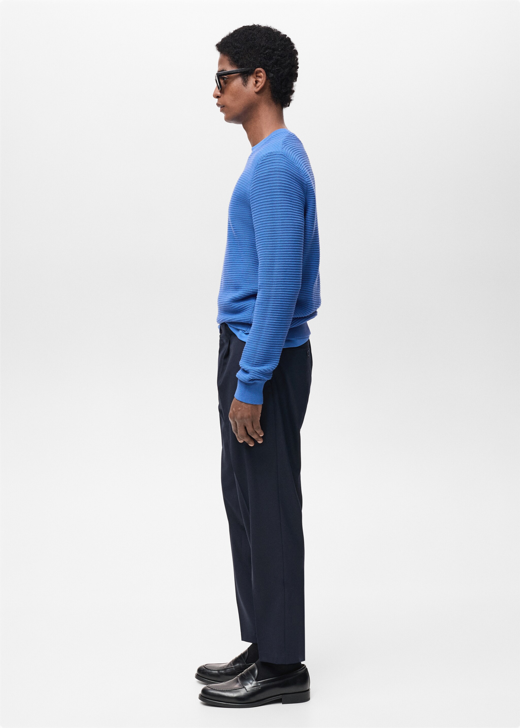 100% cotton braided sweater - Details of the article 2, China Blue. Ref: 87054411-00.