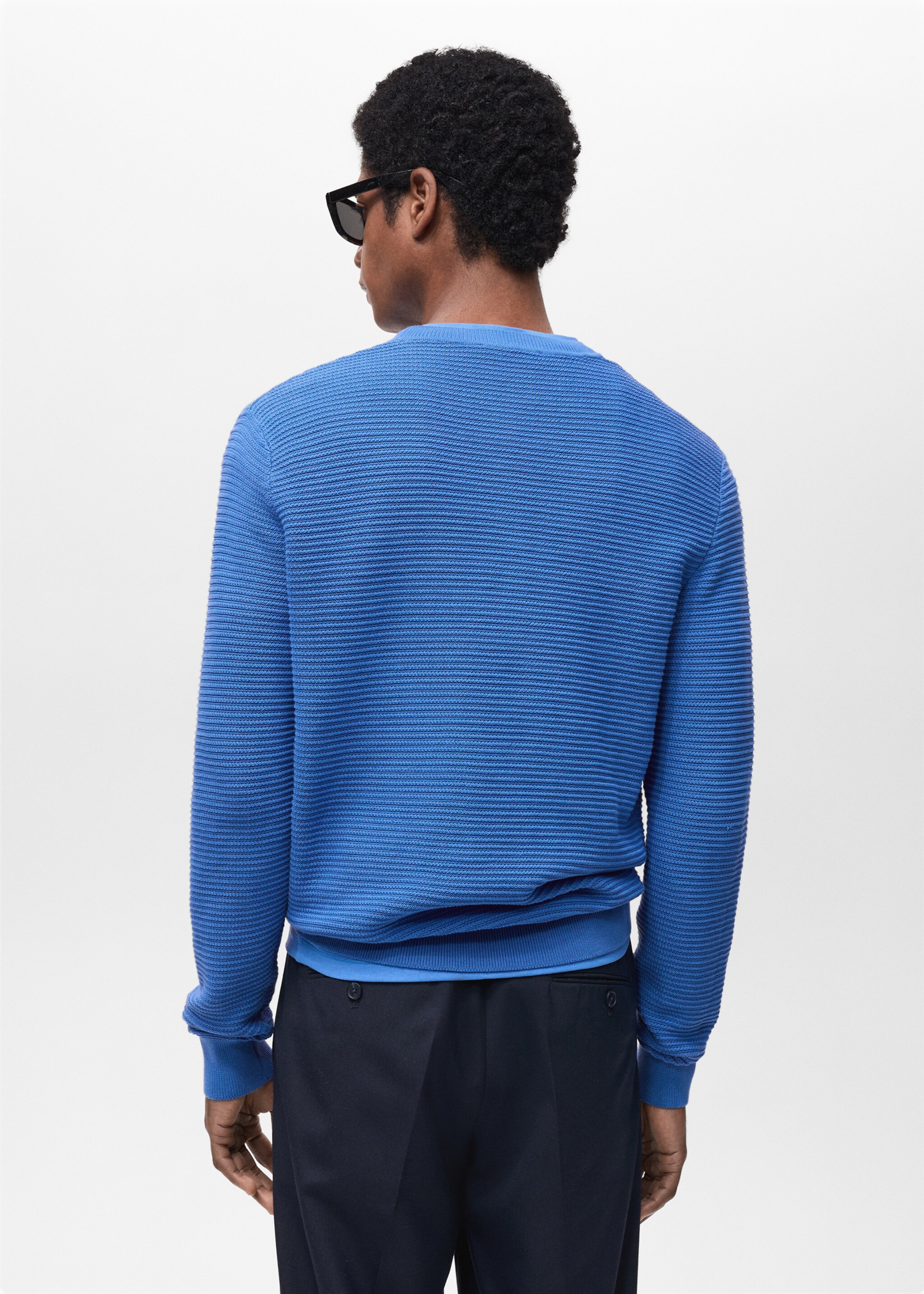 100% cotton braided sweater - Reverse of the article, China Blue. Ref: 87054411-00.