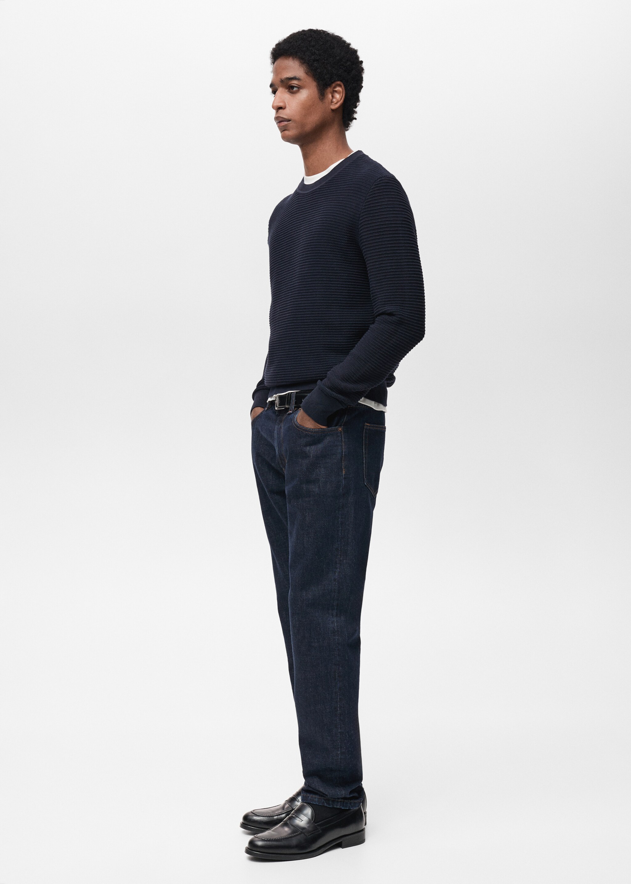 100% cotton braided sweater - Details of the article 2, Night Blue. Ref: 87054411-00.