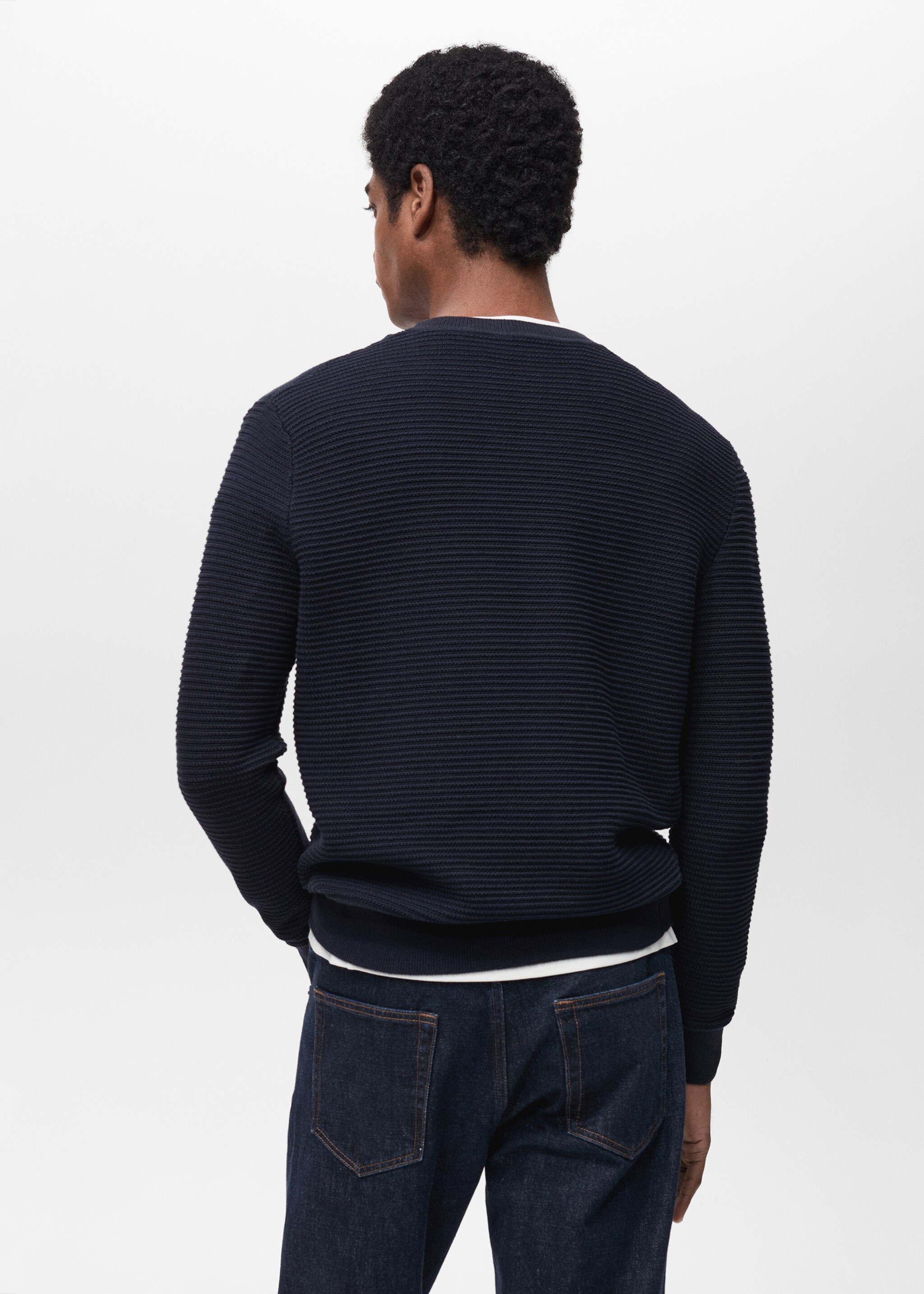 100% cotton braided sweater - Reverse of the article, Night Blue. Ref: 87054411-00.