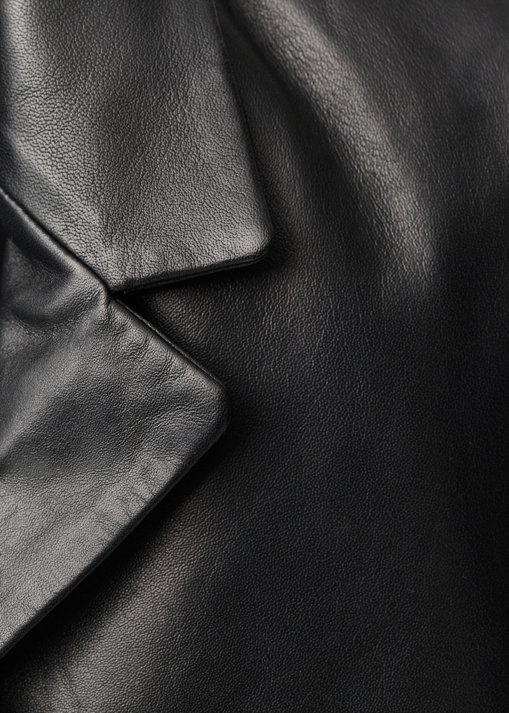 Leather jacket with buttons - Details of the article 0, Black. Ref: 87054418-00.