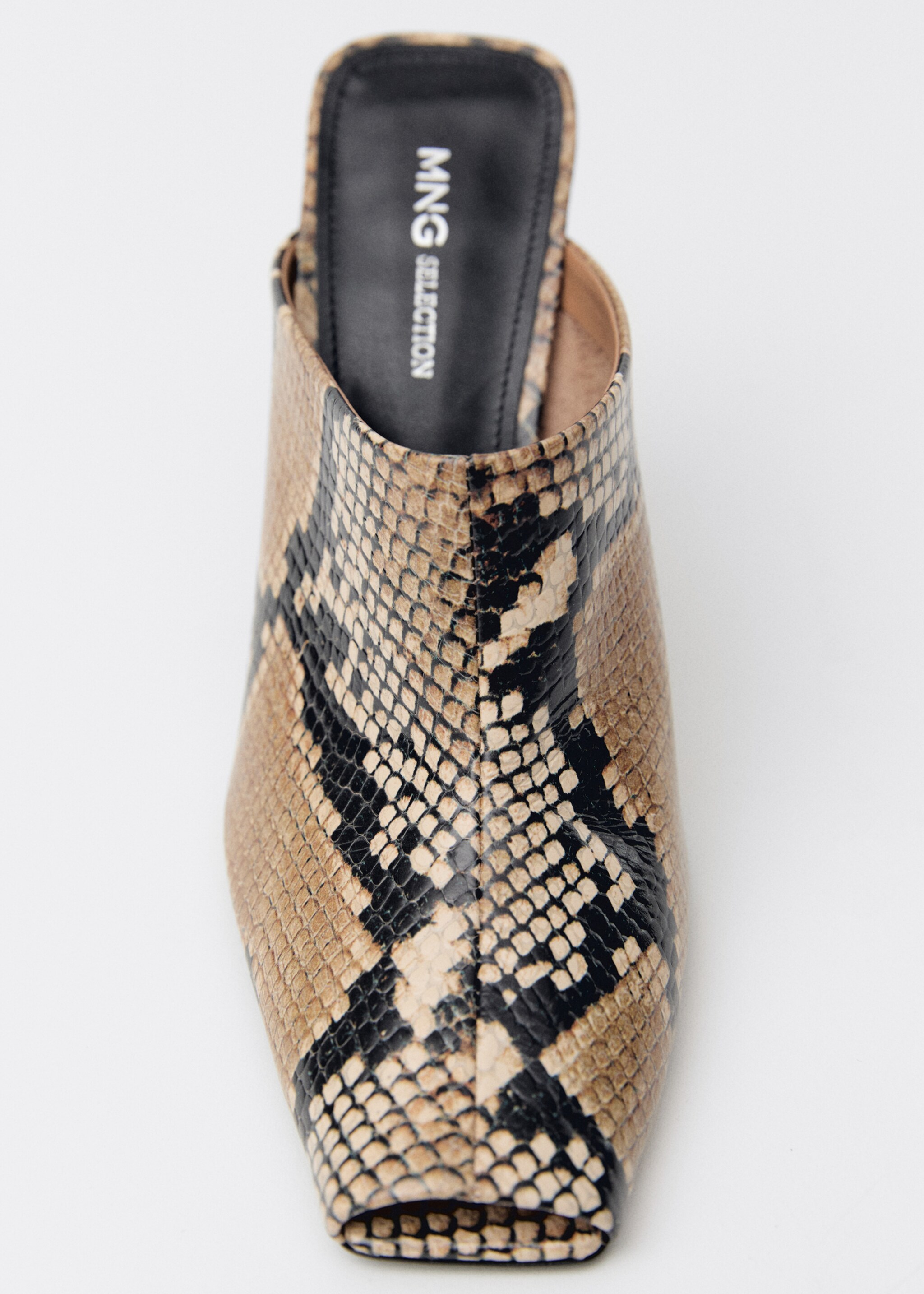 Animal-print open-back leather heeled shoes - Details of the article 2, Beige. Ref: 87054423-00.