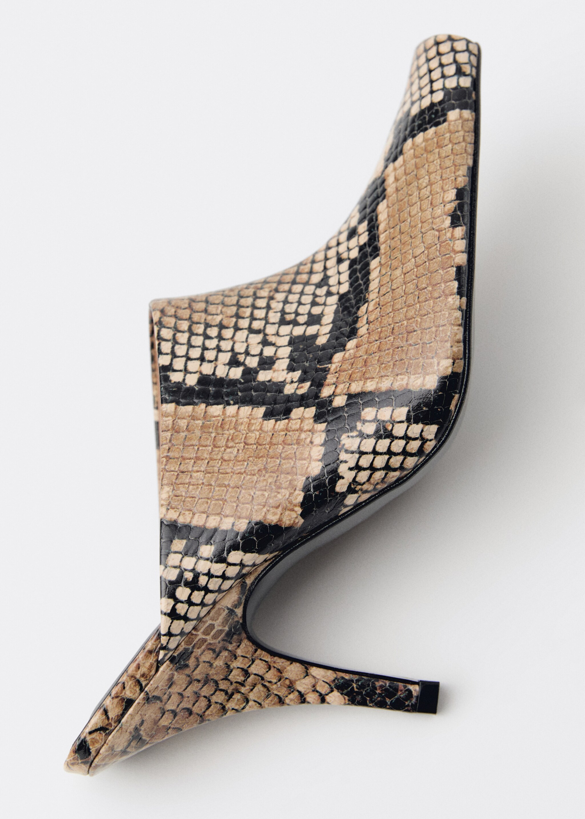 Animal-print open-back leather heeled shoes - Details of the article 4, Beige. Ref: 87054423-00.