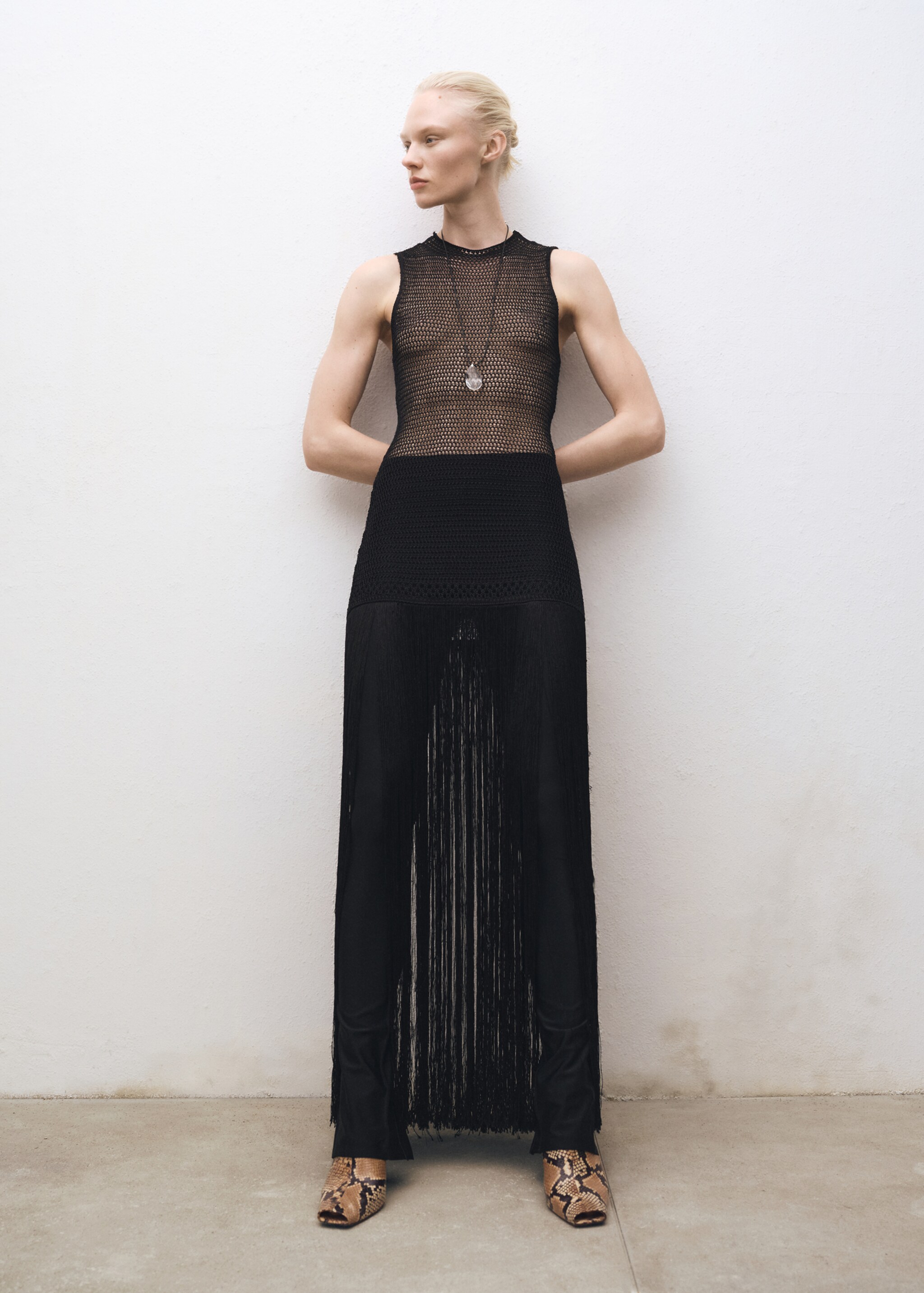 Animal-print open-back leather heeled shoes - Details of the article 9, Beige. Ref: 87054423-00.