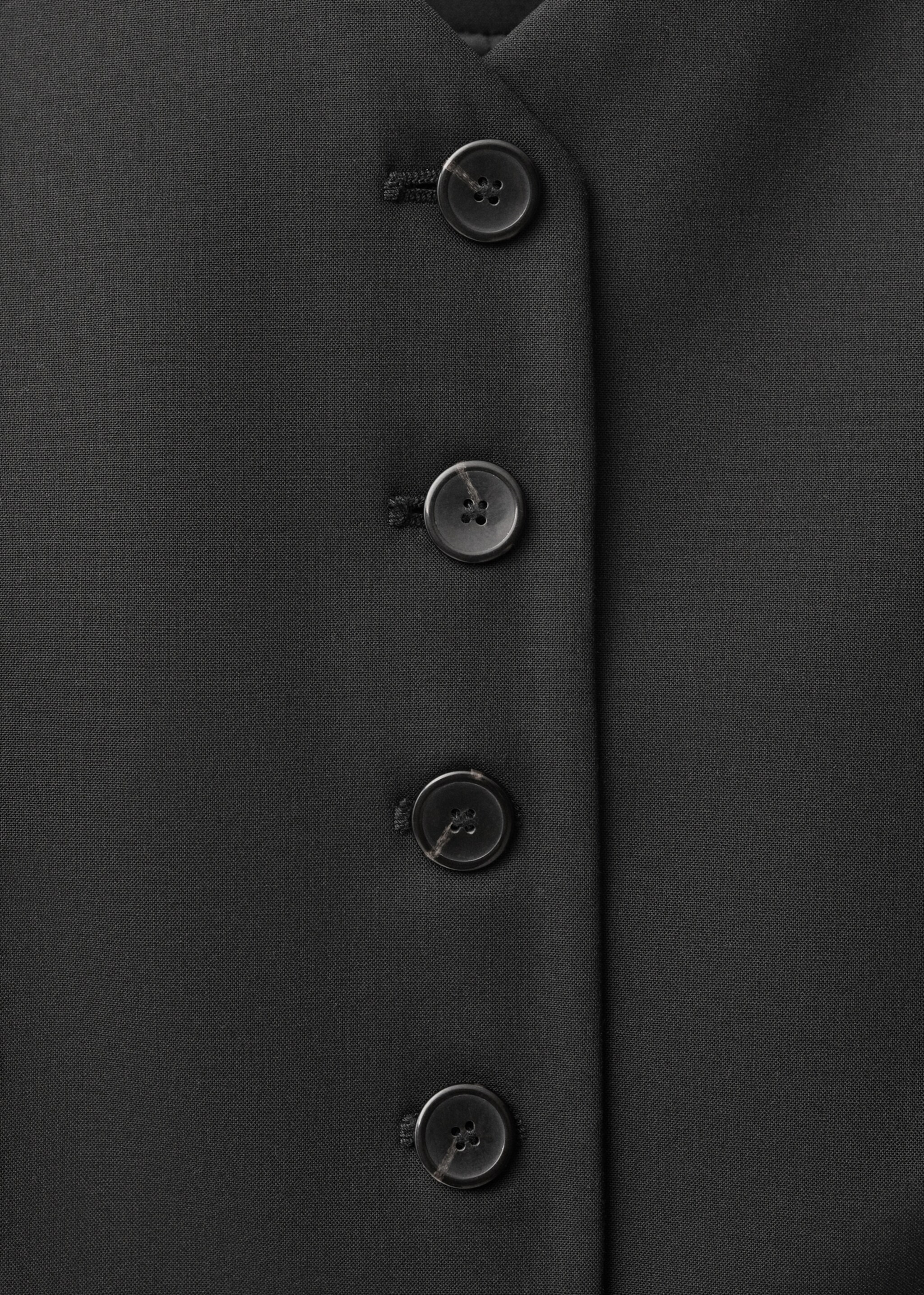 Wool-blend suit waistcoat - Details of the article 8, Black. Ref: 87054427-00.