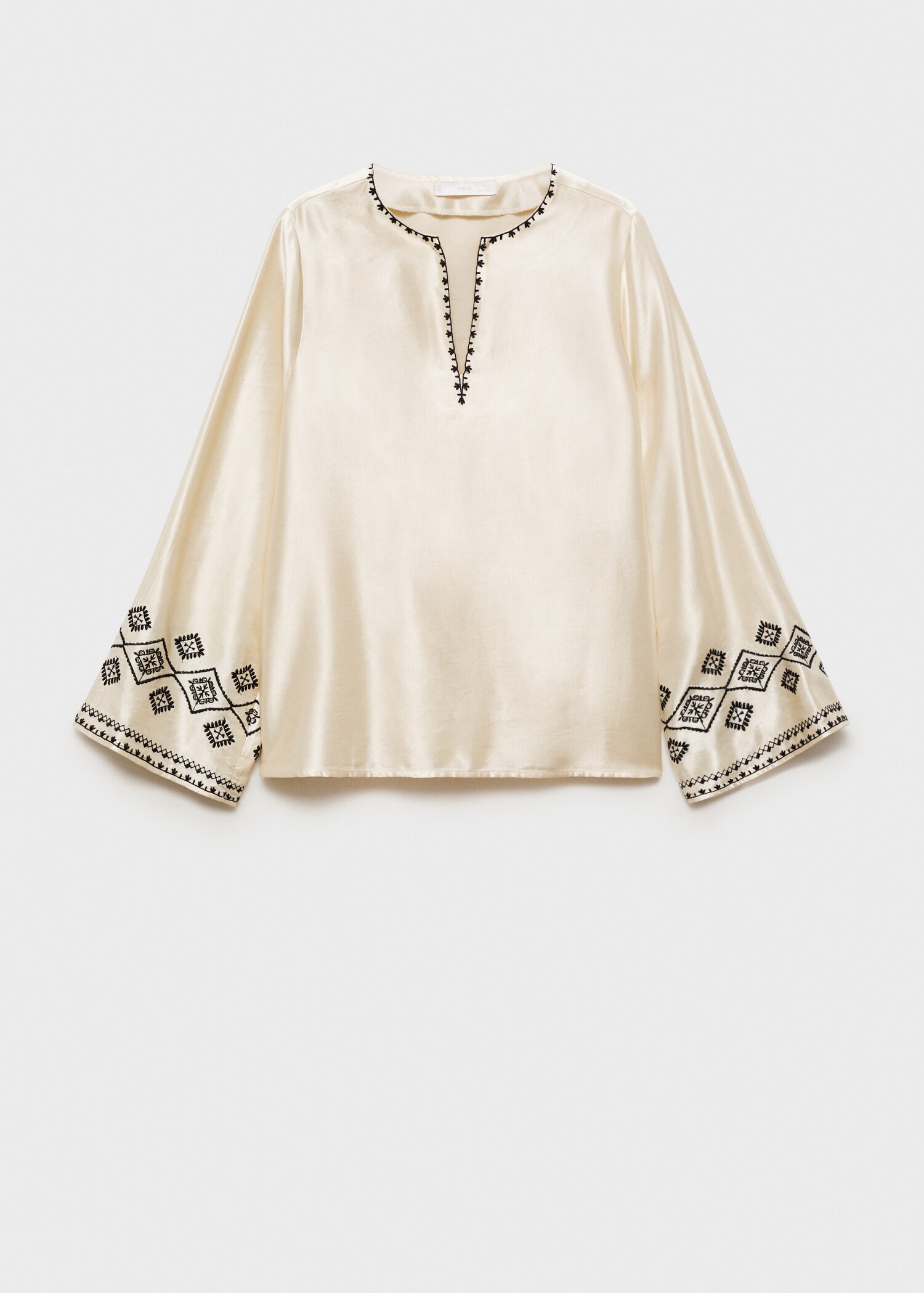 Satinierter Bluse mit Stickerei - Artikel ohne Model