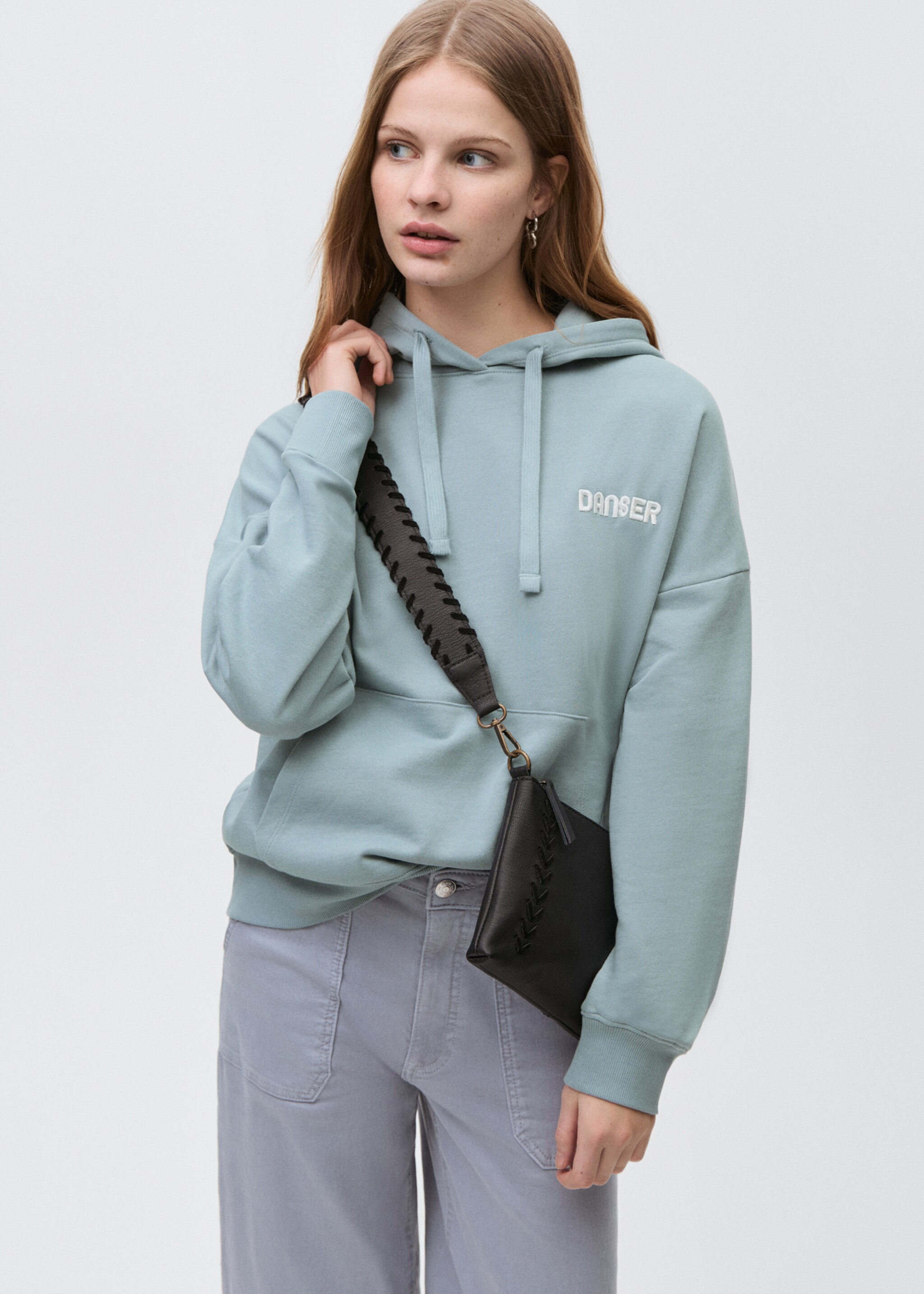 Hoodie cotton sweatshirt - Medium plane, Pastel Green. Ref: 87054785-00.