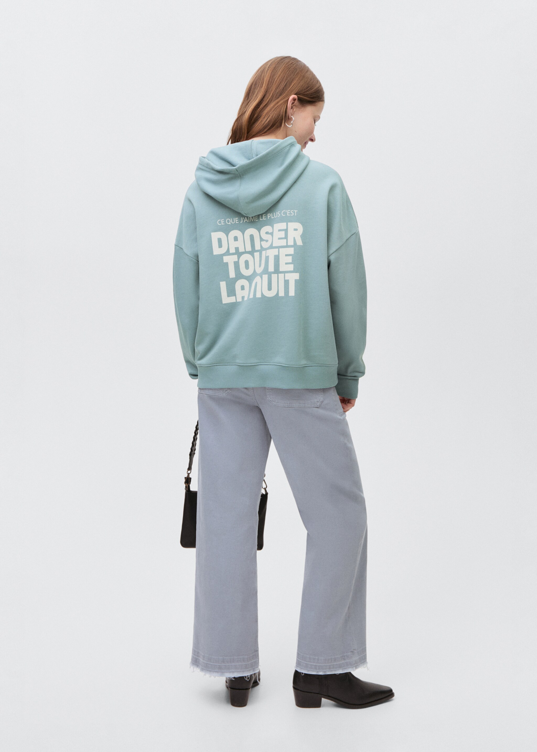 Hoodie cotton sweatshirt - Reverse of the article, Pastel Green. Ref: 87054785-00.