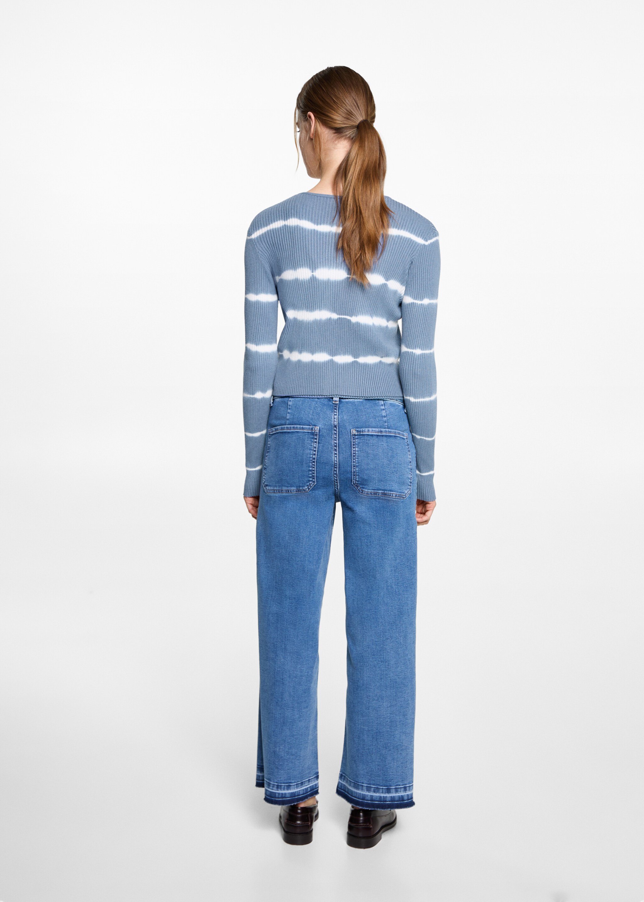 Fine-knit cardigan - Reverse of the article, Sky Blue. Ref: 87054786-00.