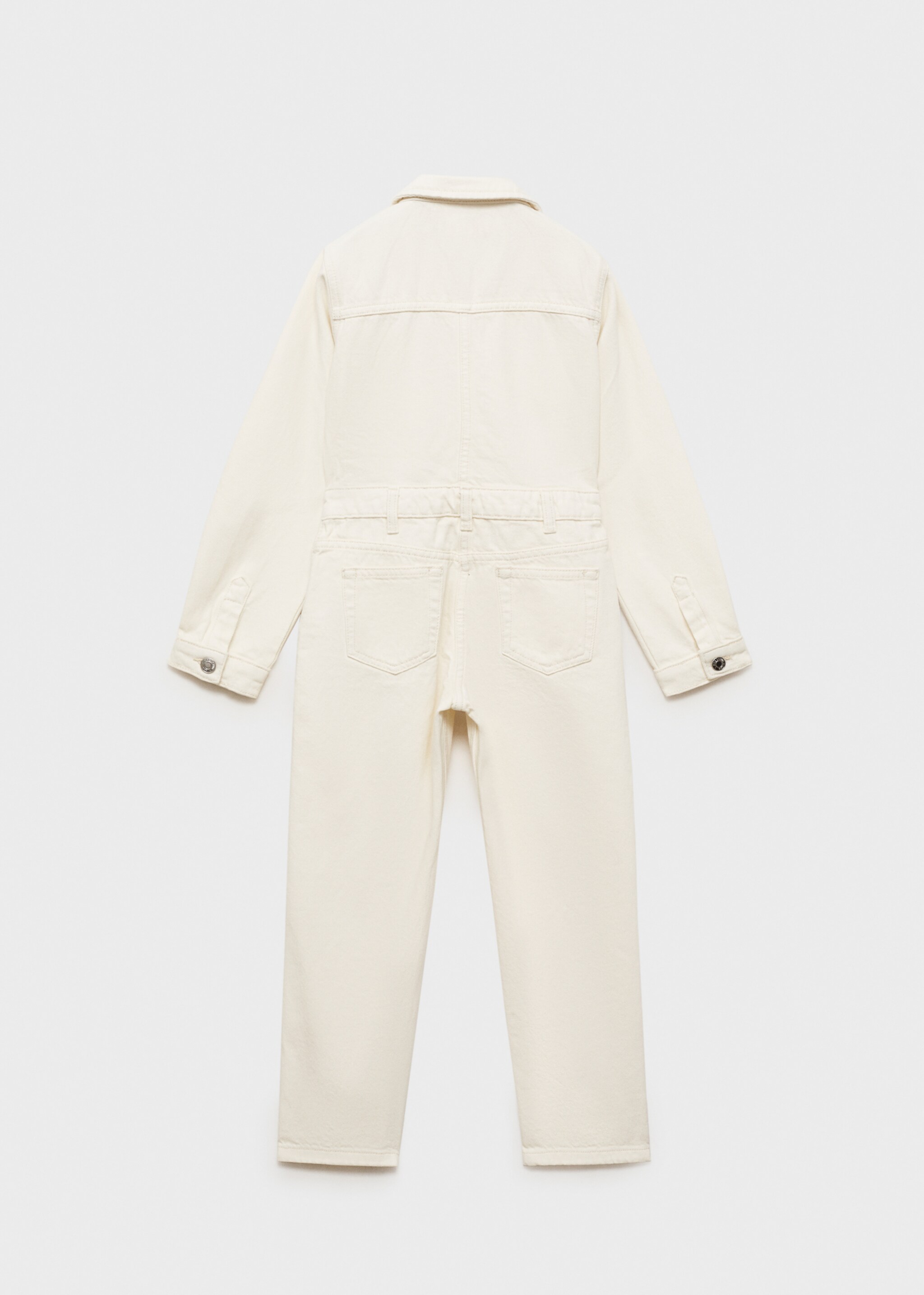 Langer Jeans-Jumpsuit - Rückseite des Artikels, Ecru. Ref: 87054792-00.