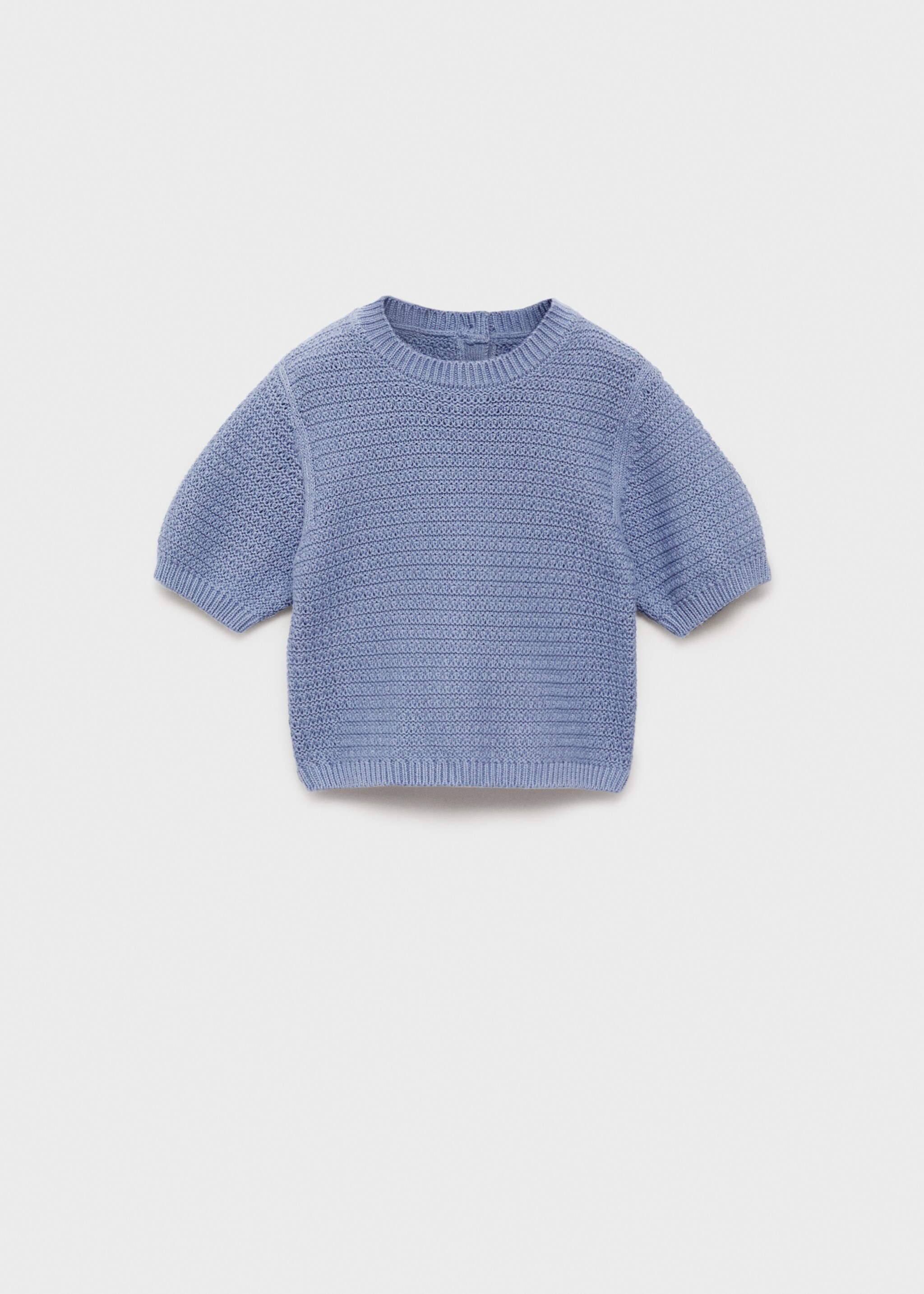 Pull en maille de coton manches courtes - Article sans modèle, Bleu. Ref: 87054793-00.