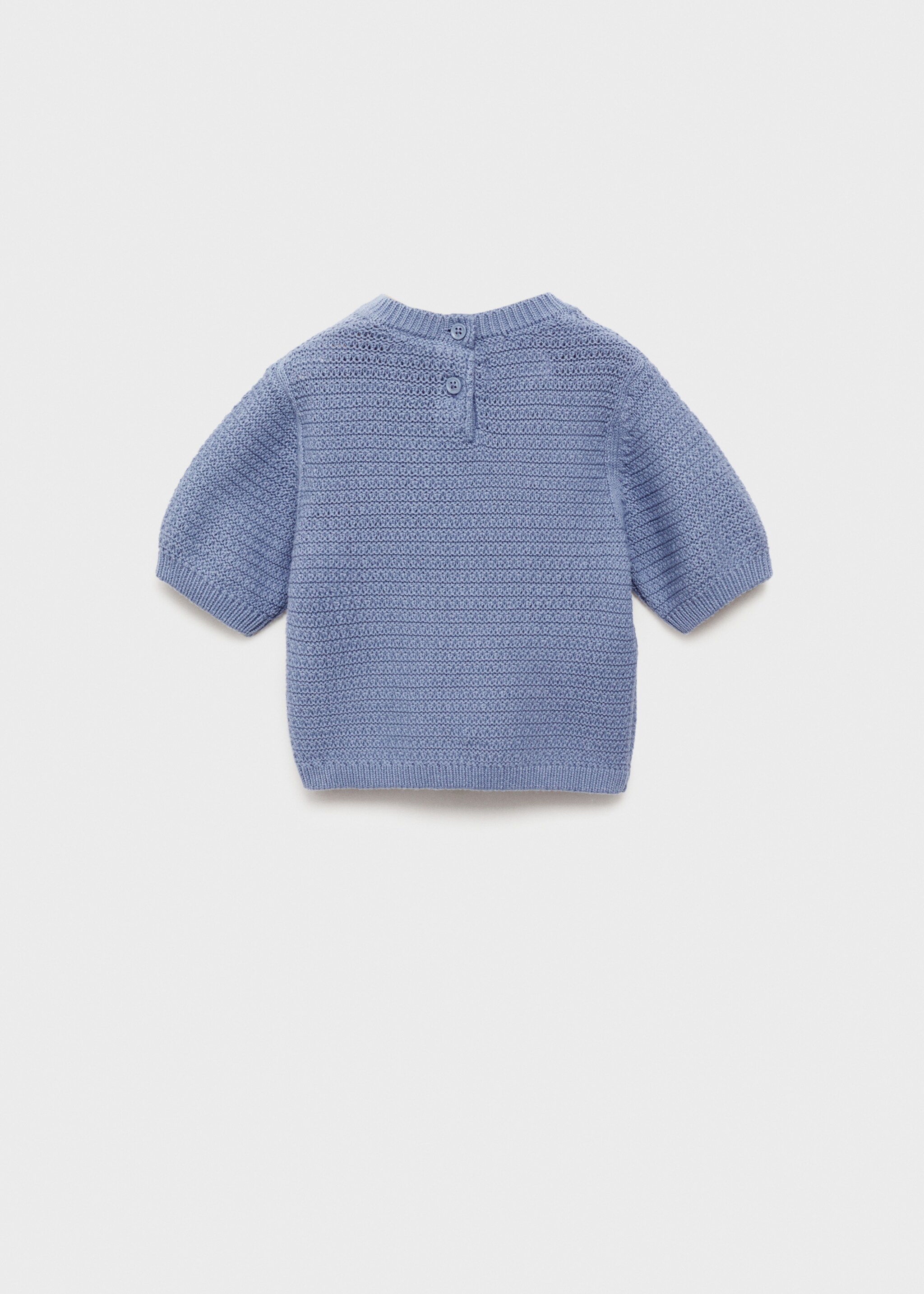 Pull en maille de coton manches courtes - Verso de l’article, Bleu. Ref: 87054793-00.