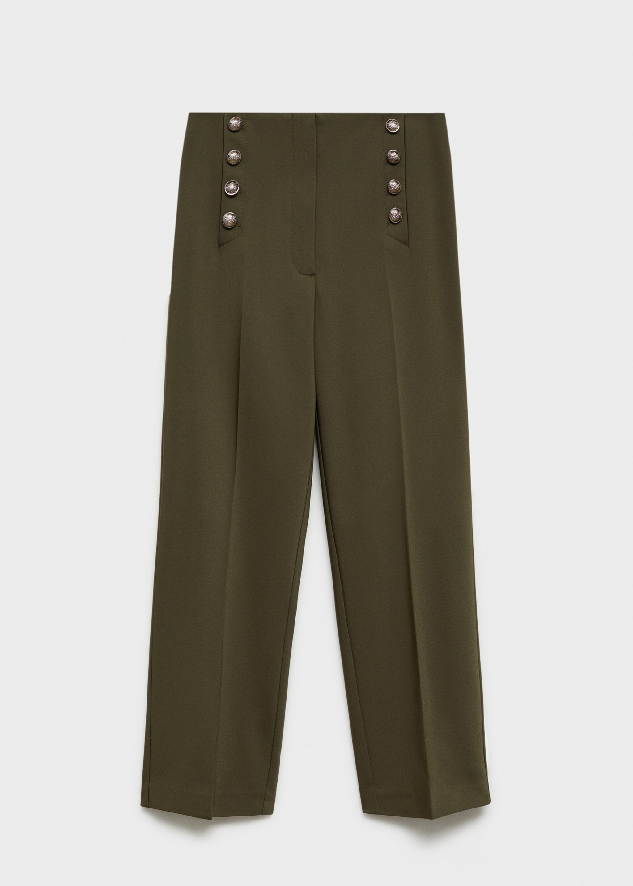 Rechte broek met sieraadknopen - Artikel zonder model, Kaki. Ref: 87054801-00.