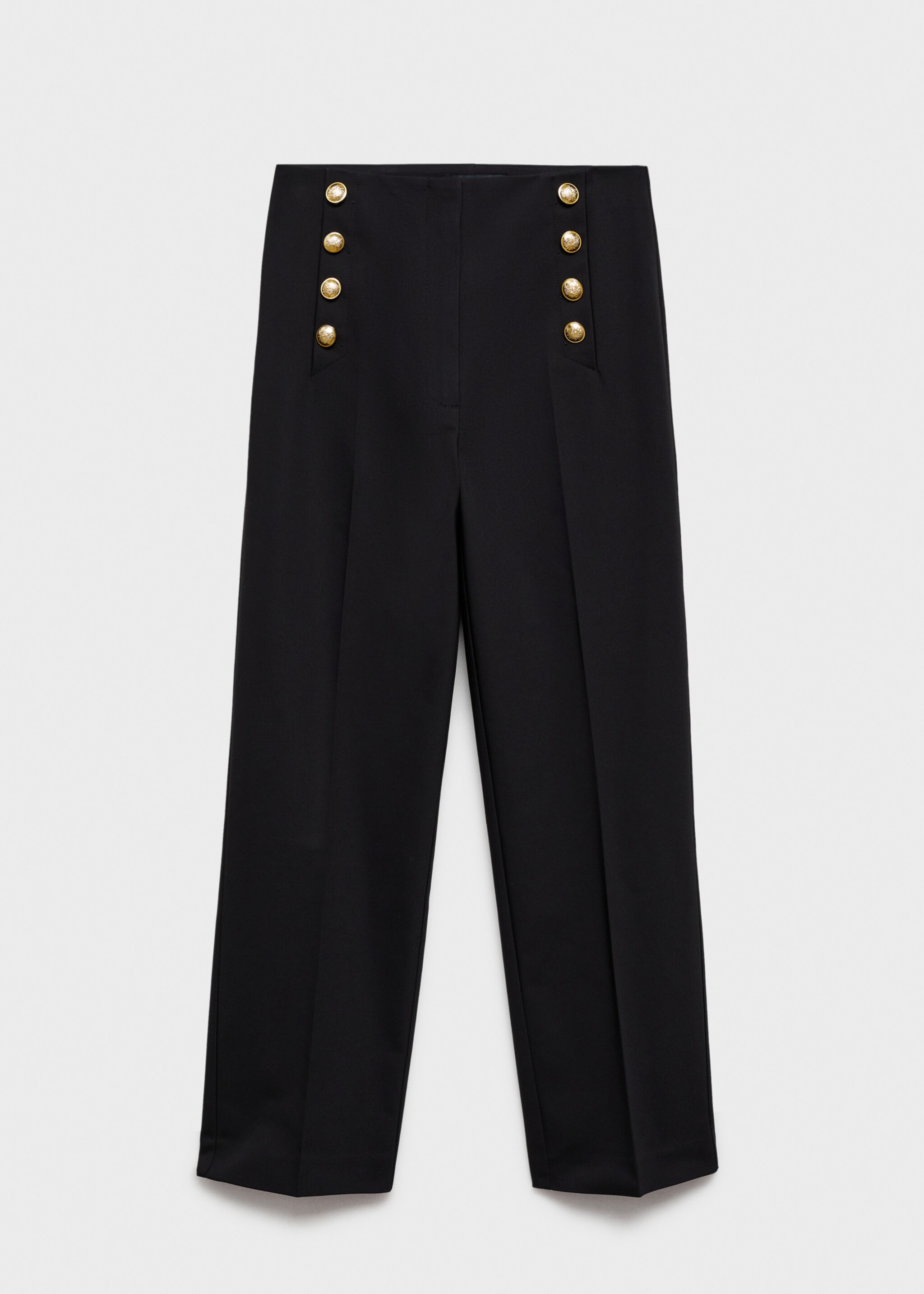 Παντελόνι σε ίσια γραμμή με κουμπιά κοσμήματα - Προϊόν χωρίς μοντέλο, Μαύρο. Ref: 87054801-00.
