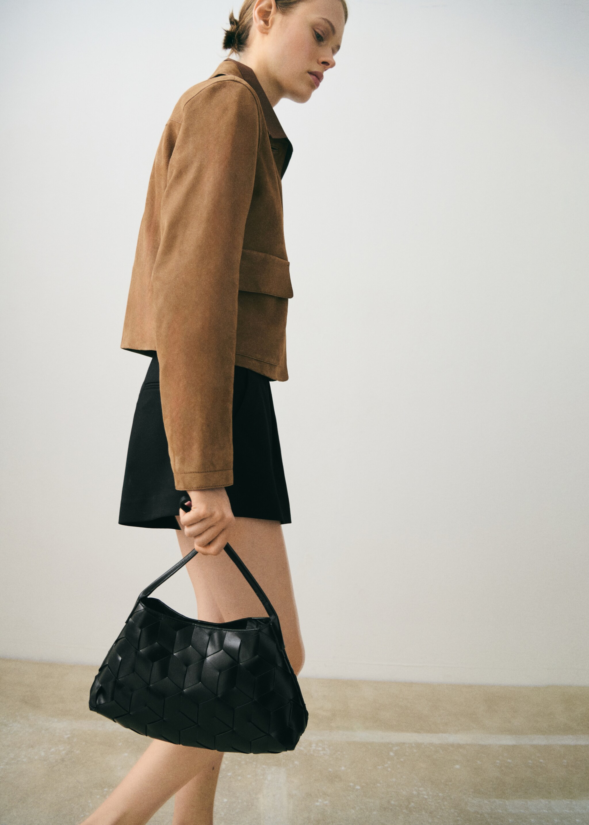 Suede leather jacket - Details of the article 2, Medium Brown. Ref: 87054804-00.