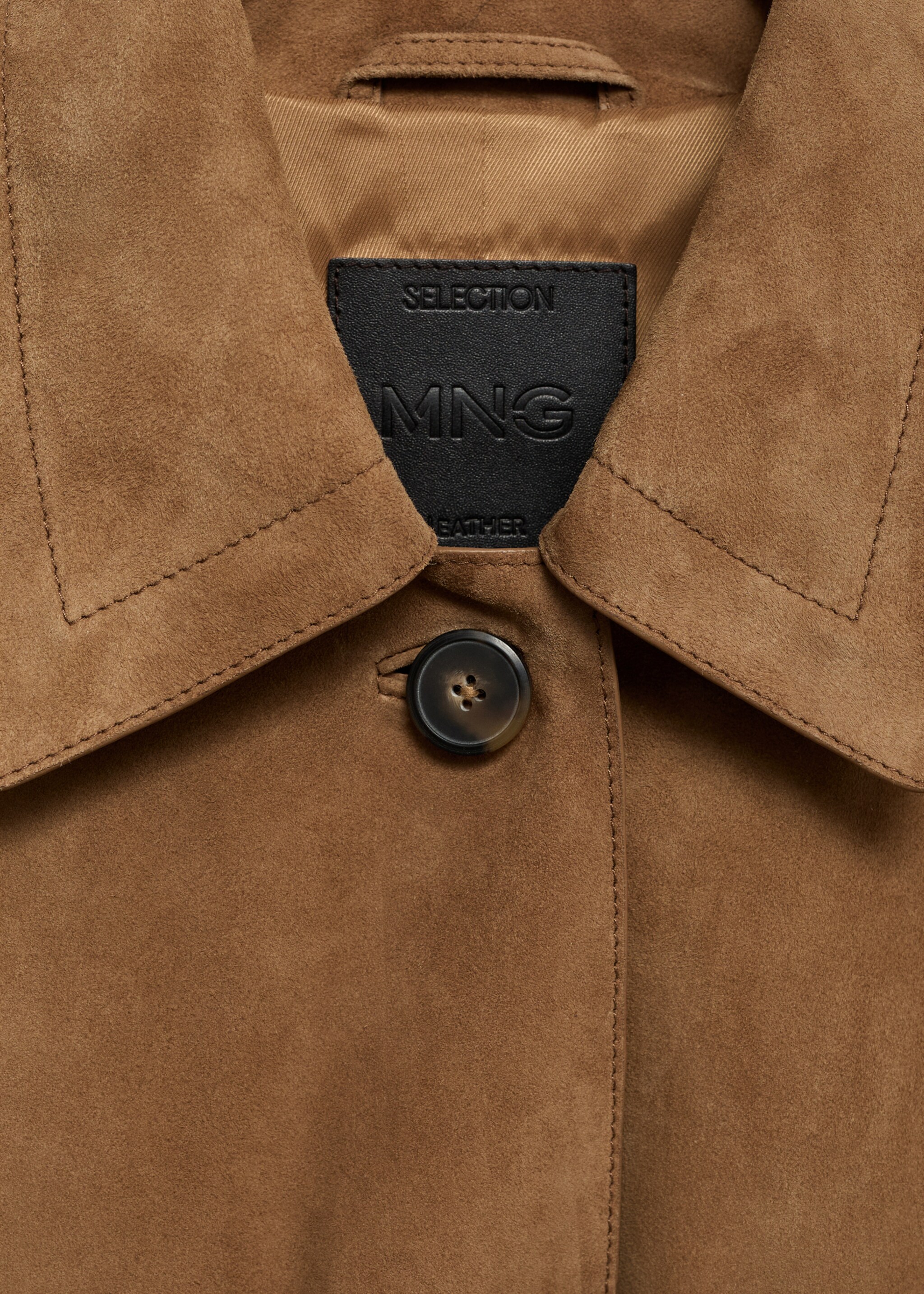 Suede leather jacket - Details of the article 8, Medium Brown. Ref: 87054804-00.