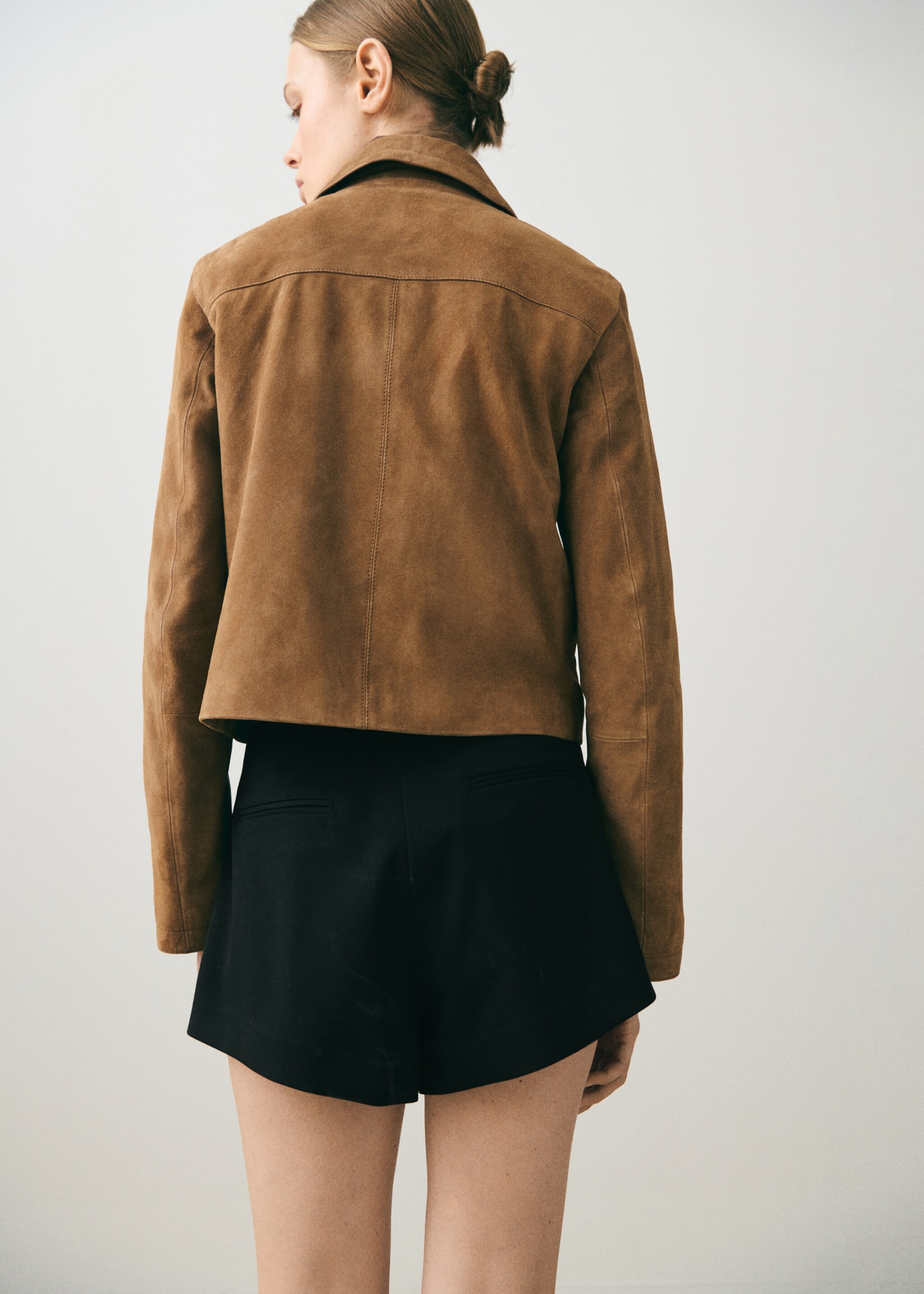 Suede leather jacket - Reverse of the article, Medium Brown. Ref: 87054804-00.