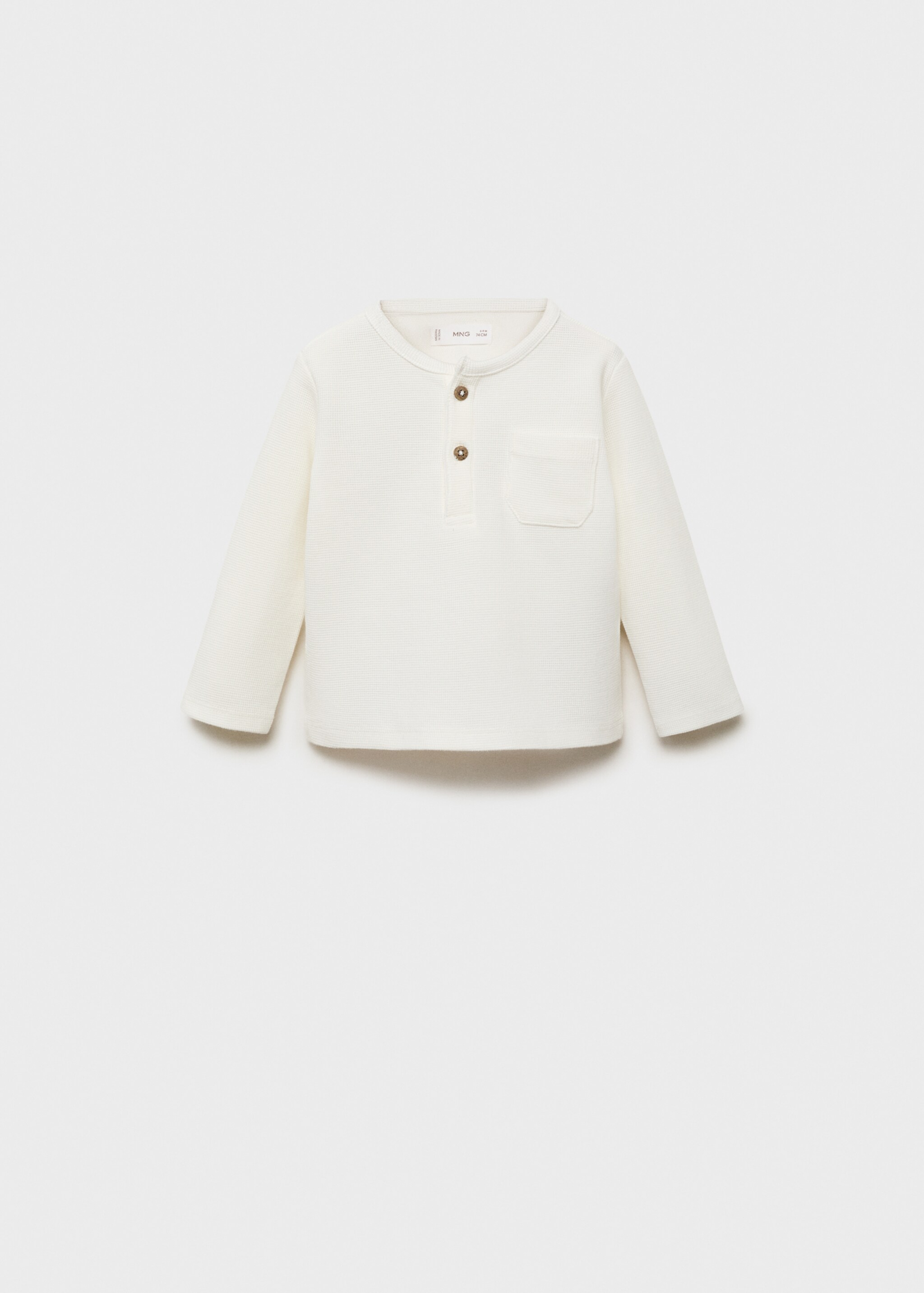 Buttoned long sleeve t-shirt - Article without model, Off White. Ref: 87054805-00.