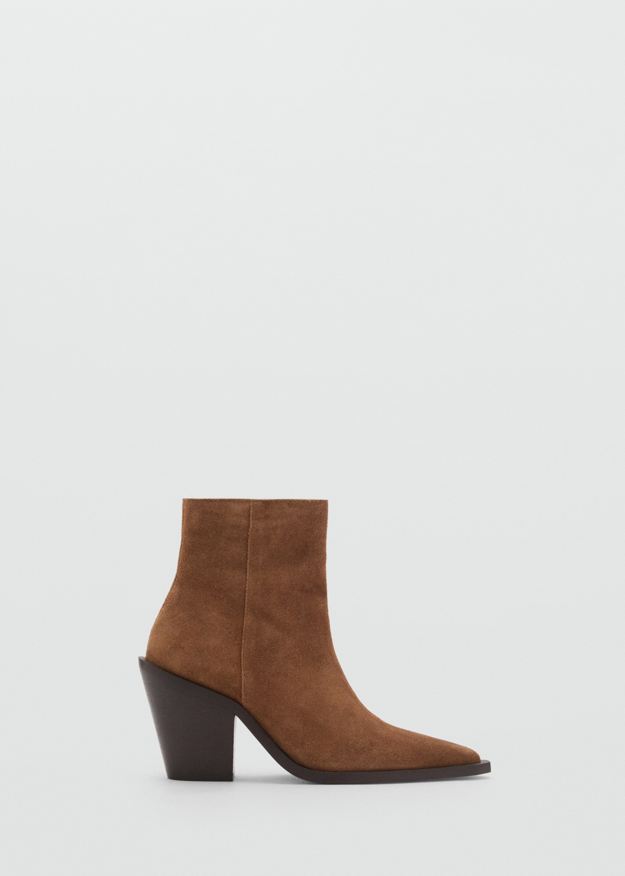 Heel suede ankle boot - Article without model, Tobacco Brown. Ref: 87054810-00.