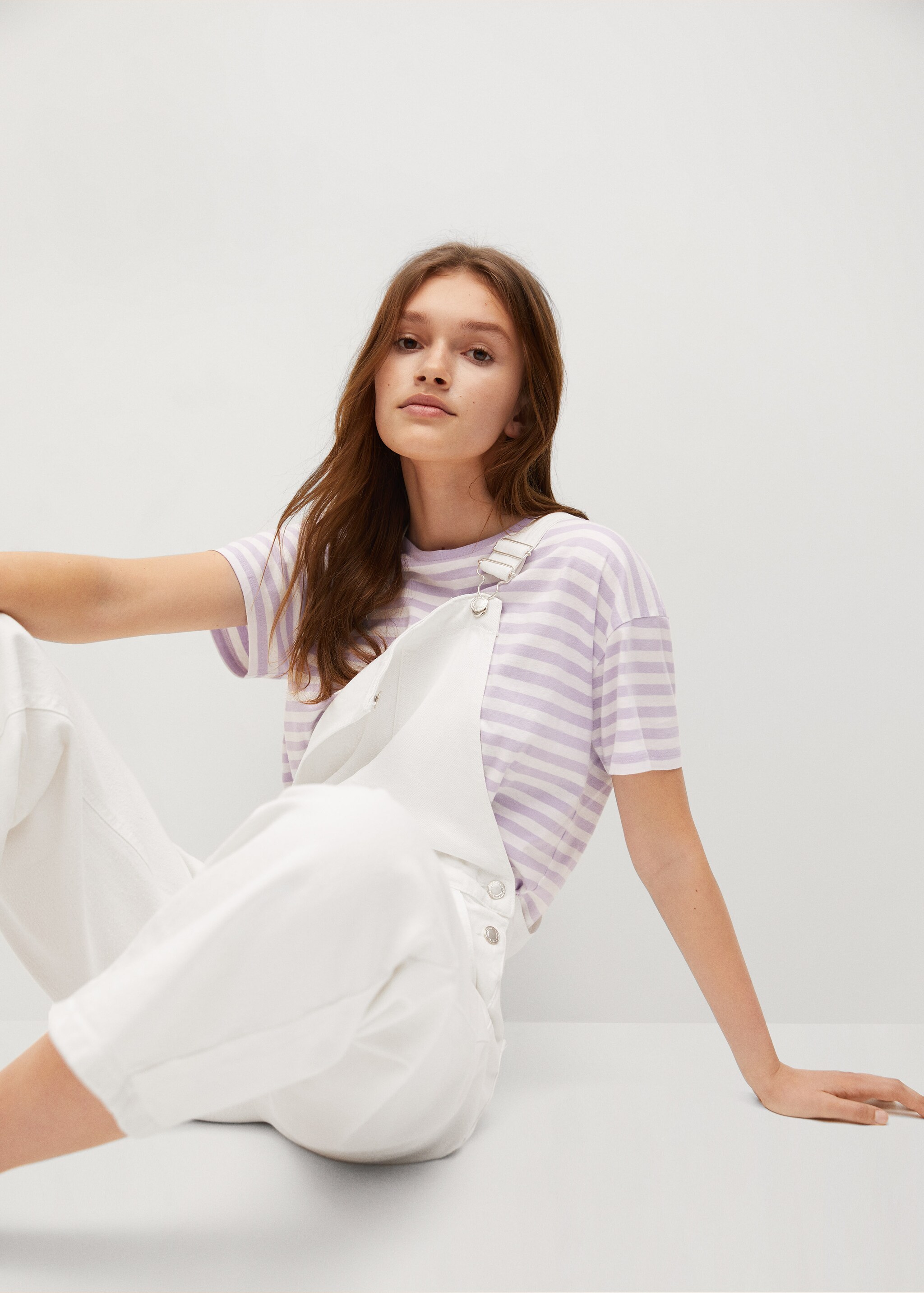 Wide-leg denim dungarees - Medium plane