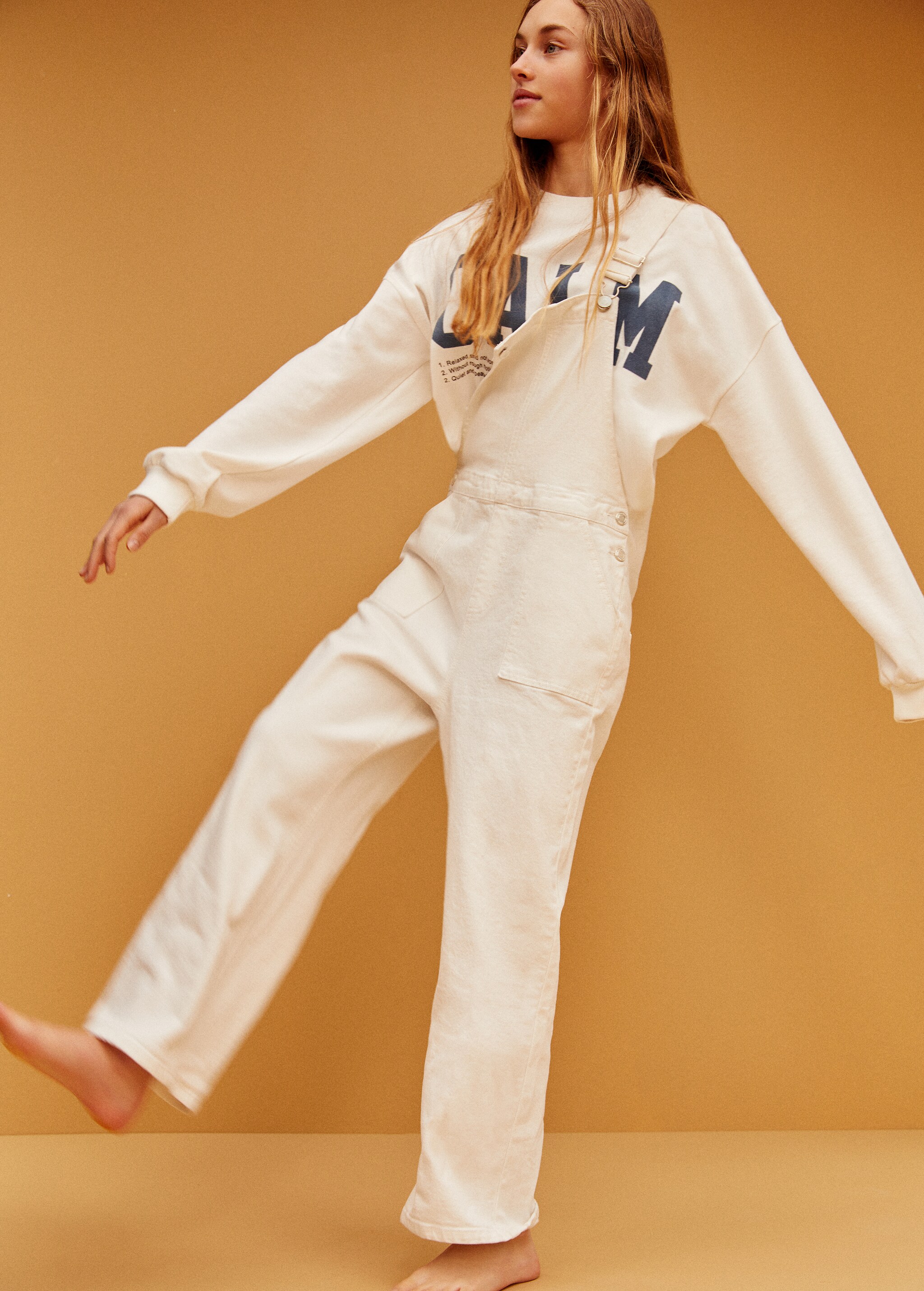 Wide-leg denim dungarees - Details of the article 5