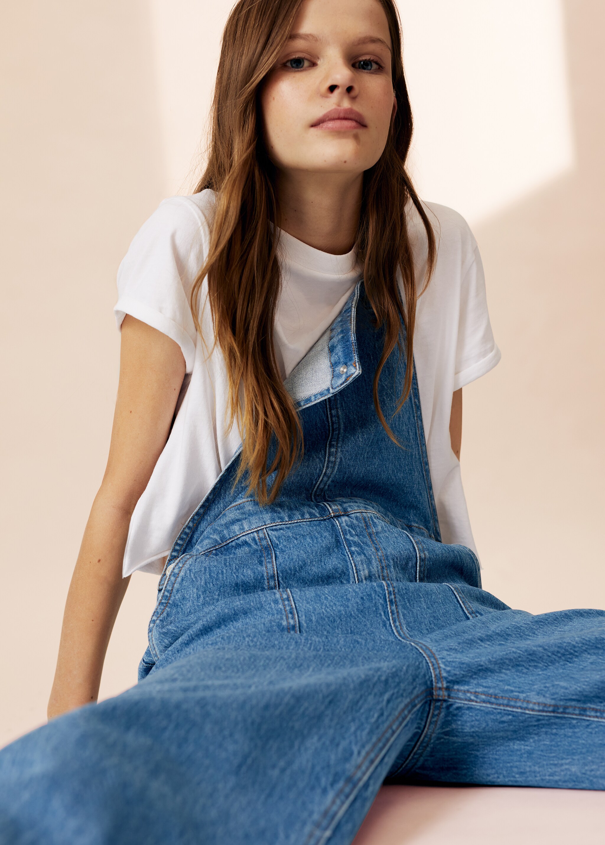 Wide-leg denim dungarees - Details of the article 5